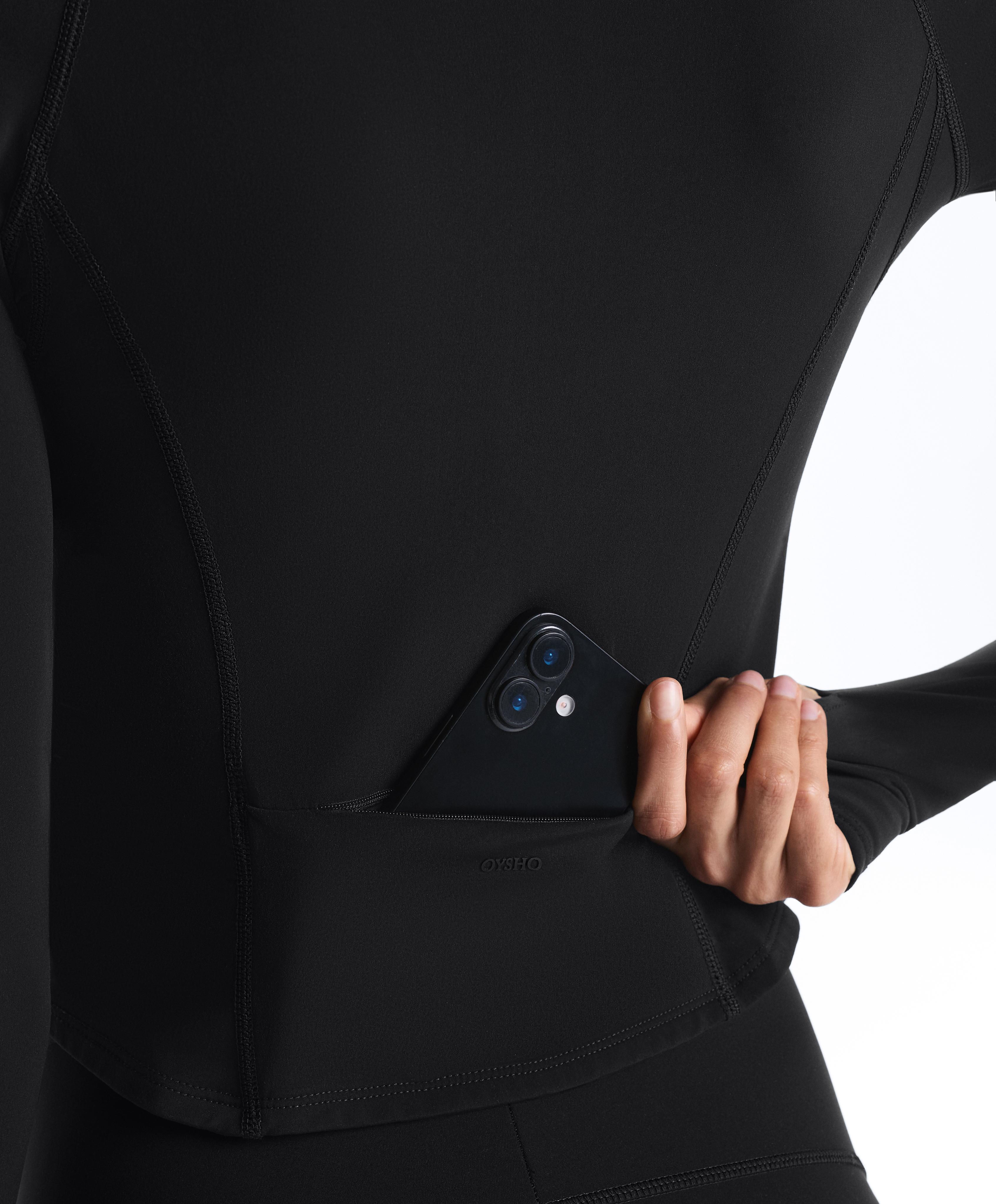 Light warm technical jacket with seams — BLACK