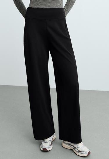 High rise Warm straight trousers with zips — BLACK 3