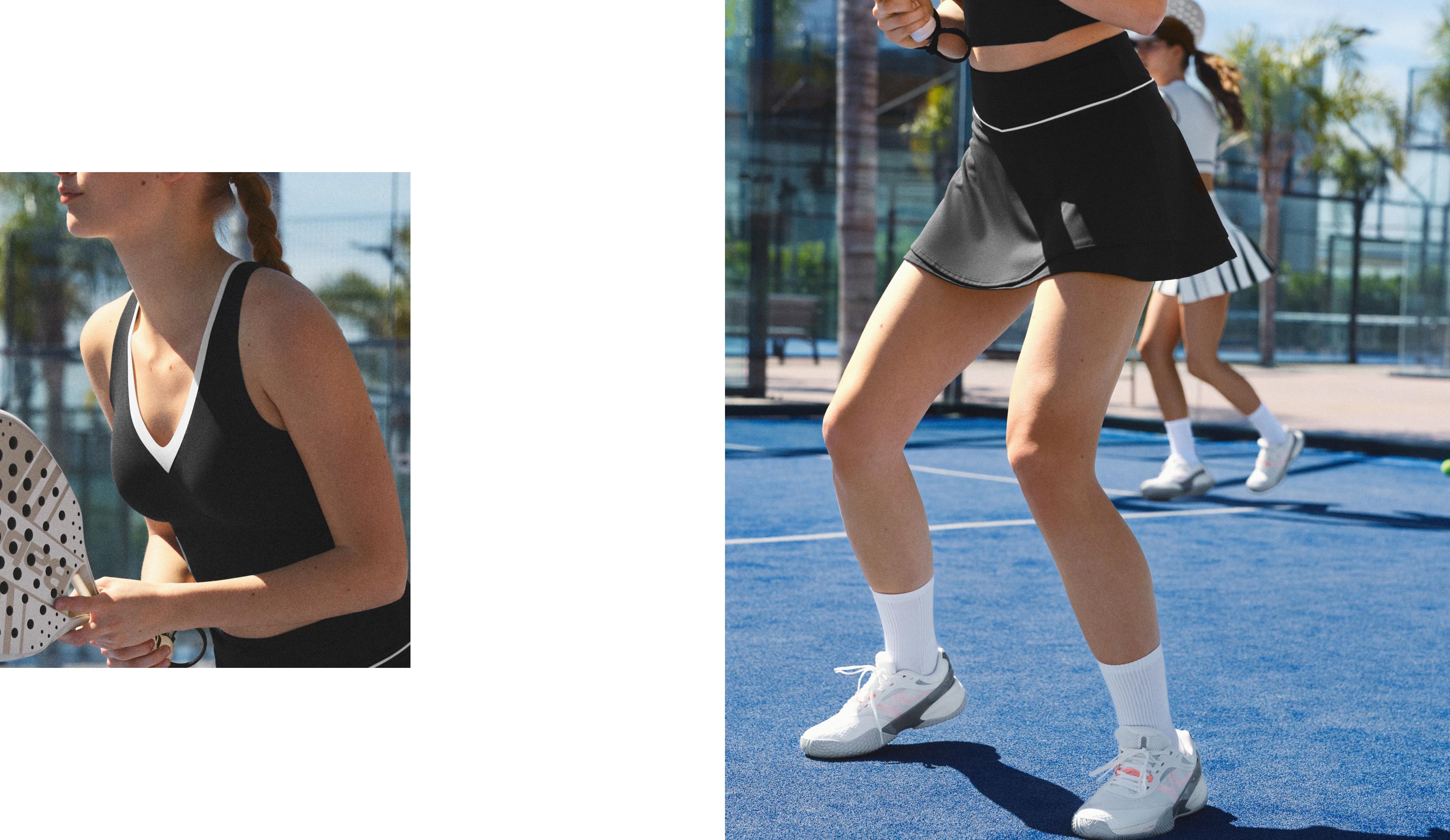 Double layer high rise short skirt — BLACK