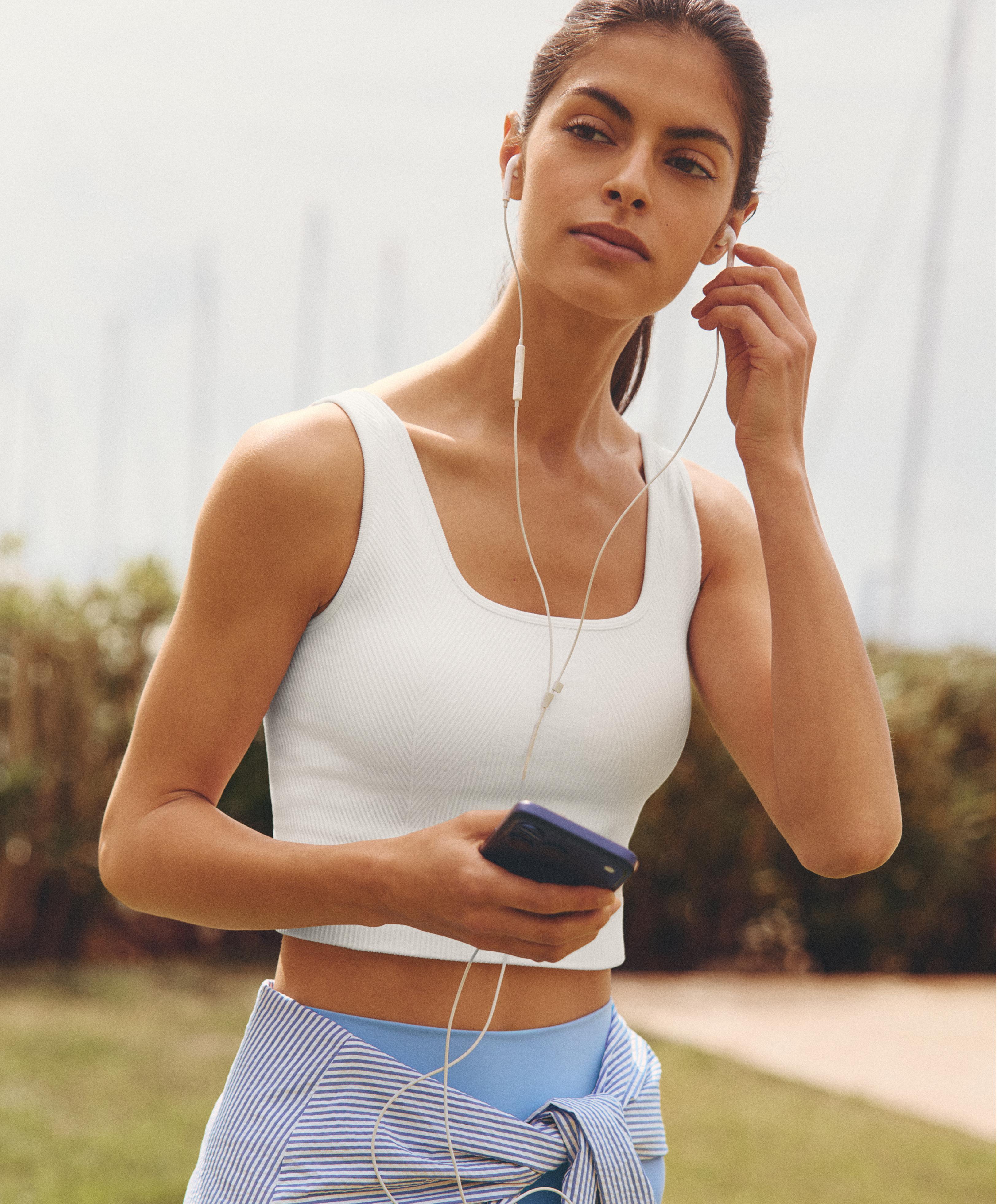 Seamless square neck tank top — WHITE