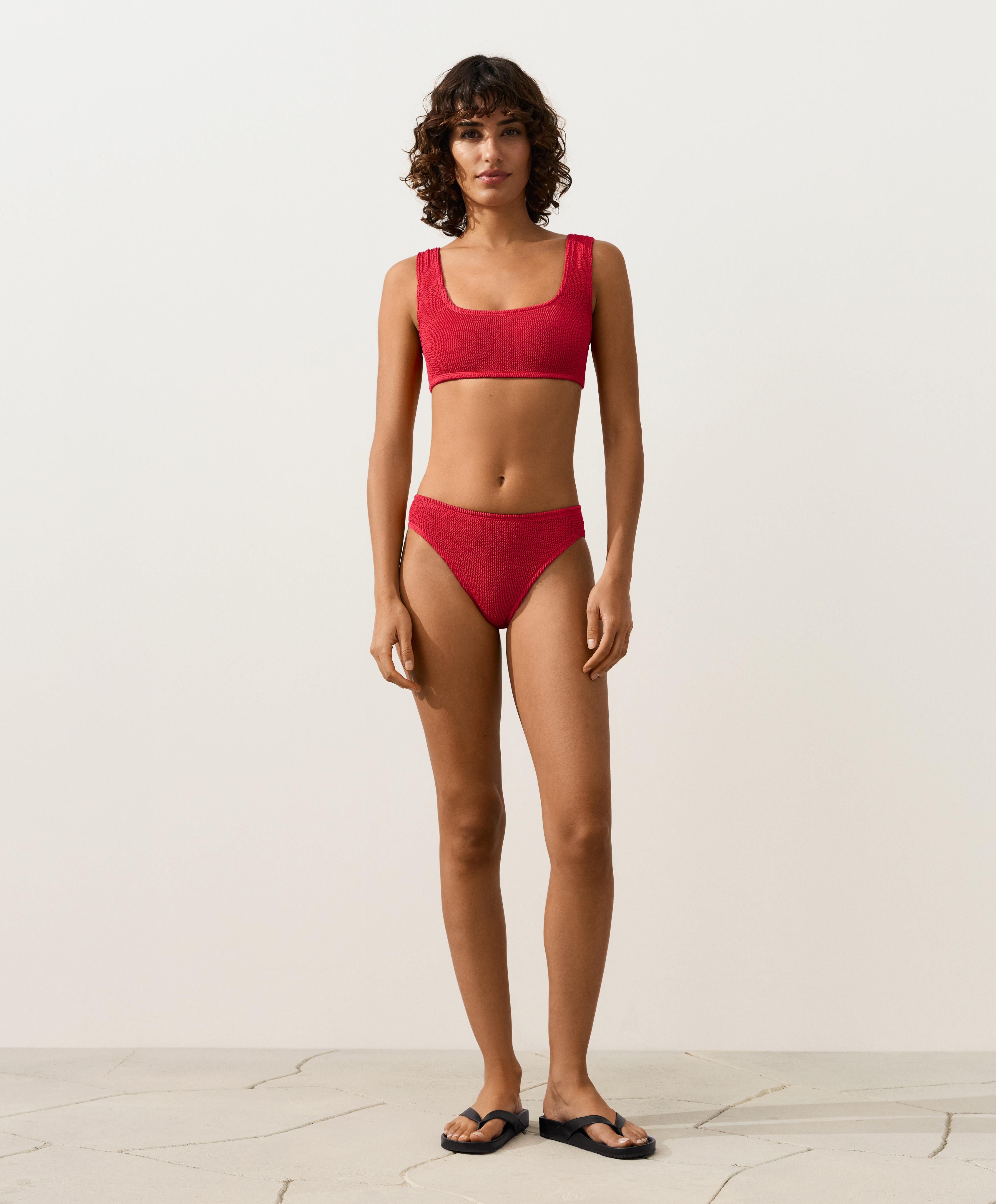 Crinkle bikini top — GERANIUM RED