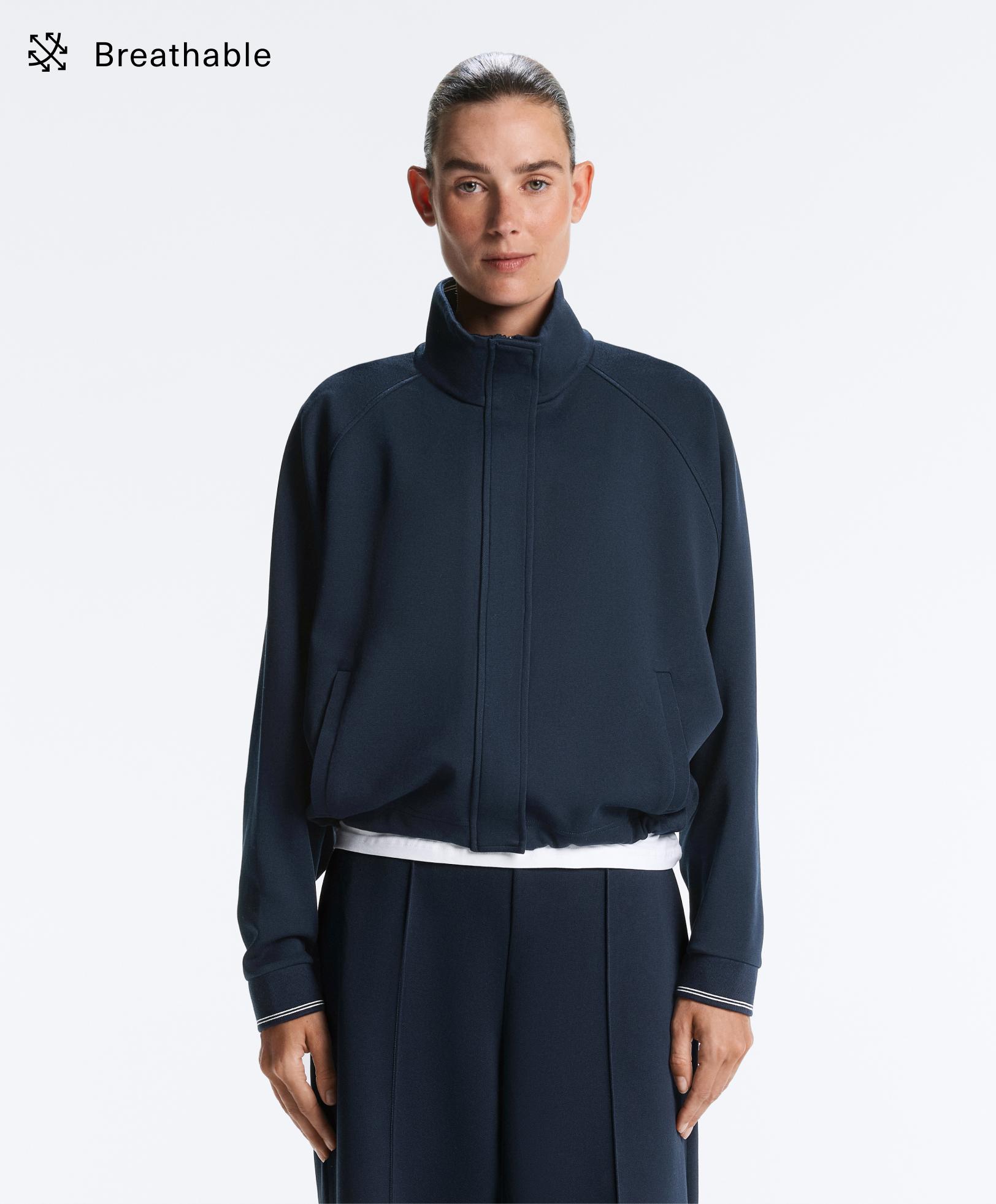 Piqué-Jacke aus Baumwolle mit Kontrast-Piping