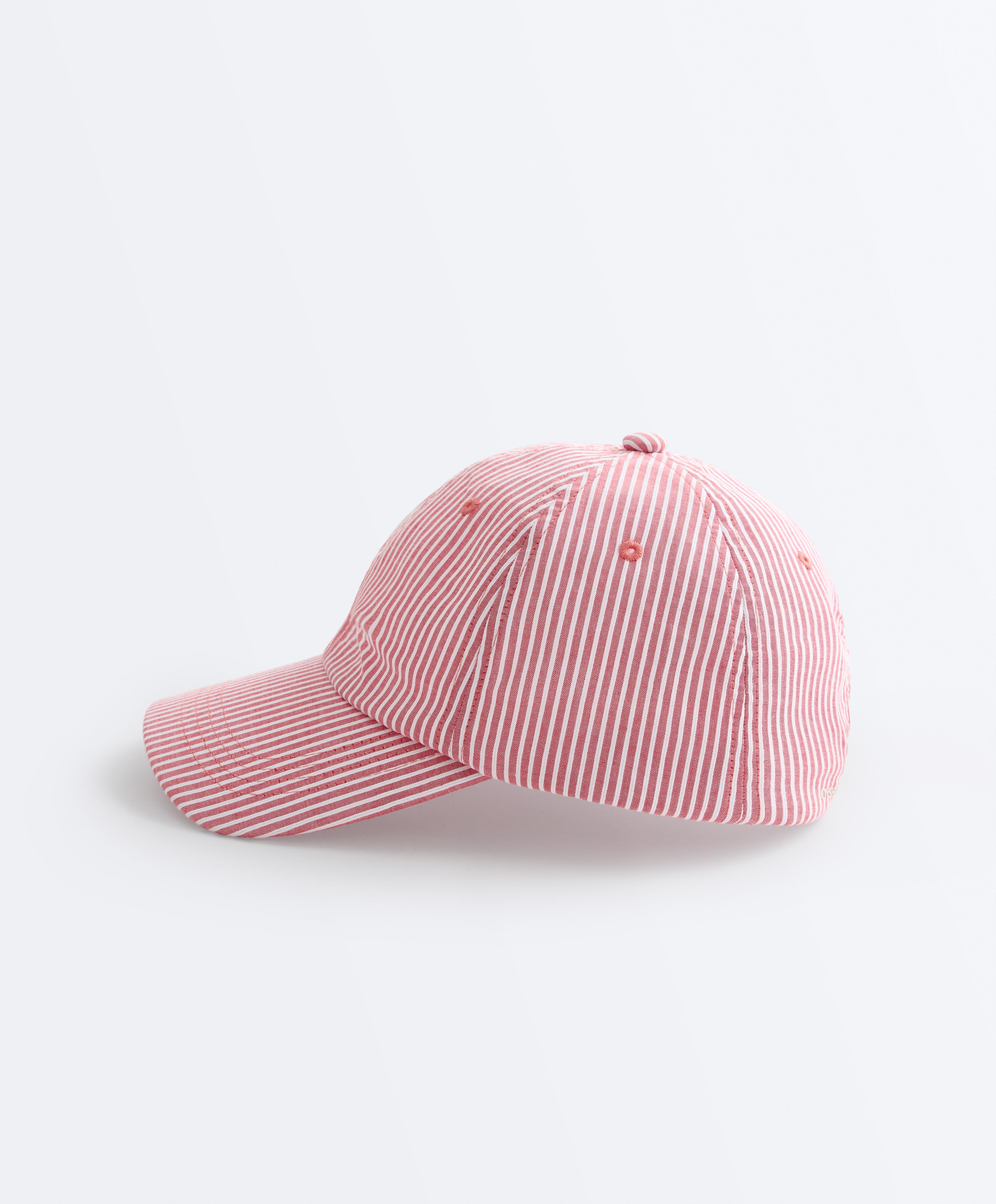 100% cotton striped cap — RED