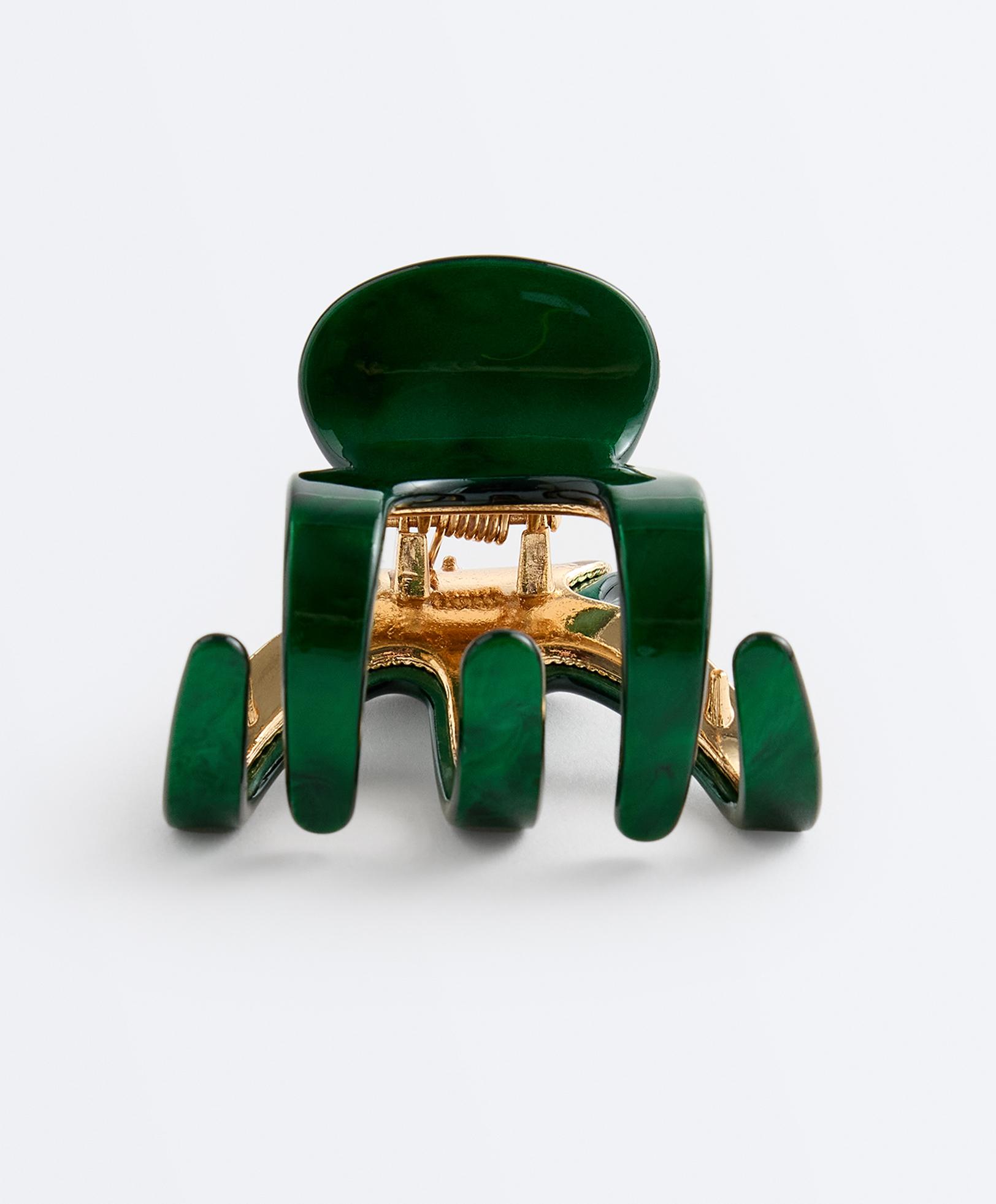 Medium metallic hair clip — DARK EMERALD