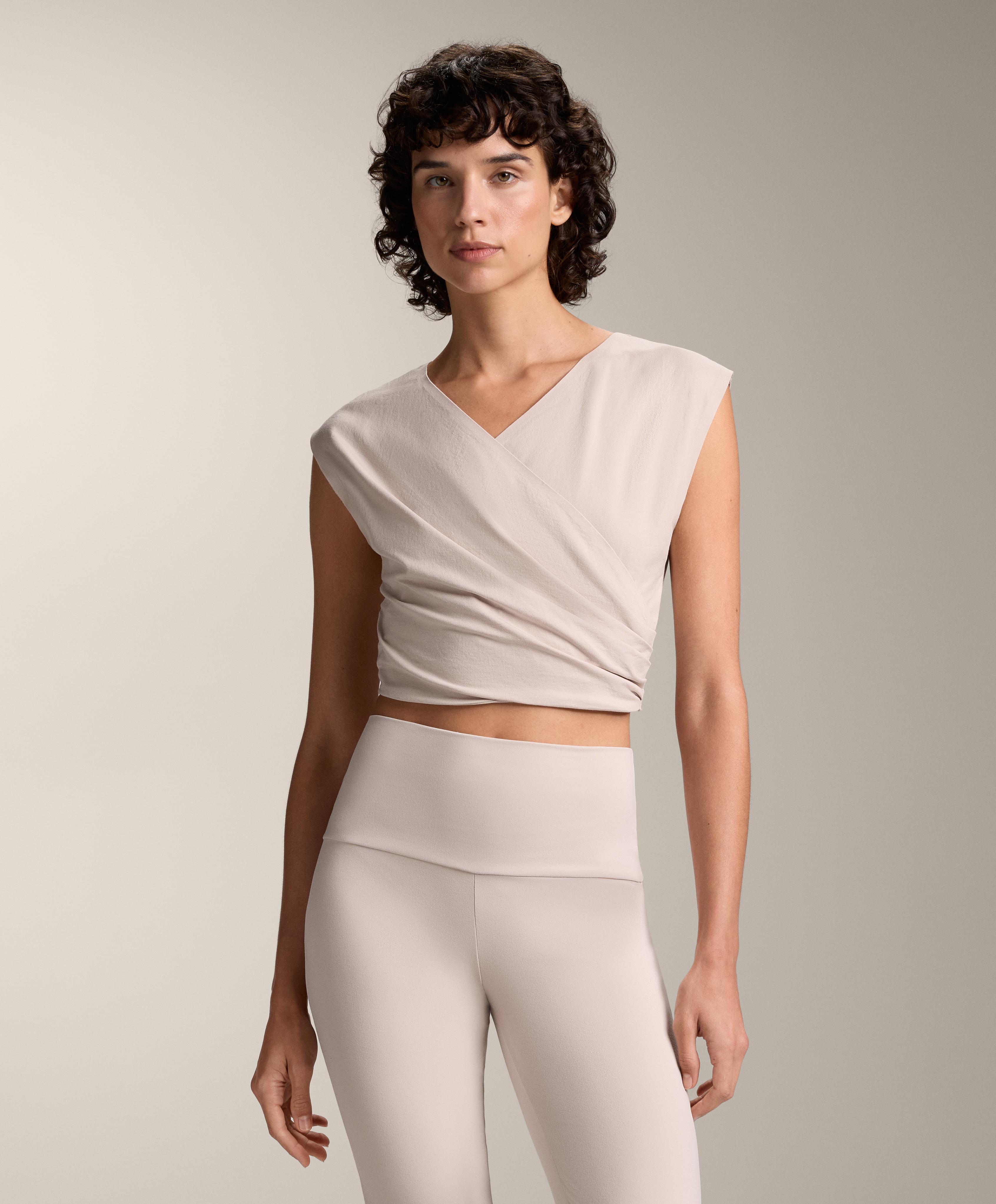 Camiseta crop cruzada mezcla algodón - Rebajas Camiseta crop cruzada mezcla algodón - Rebajas