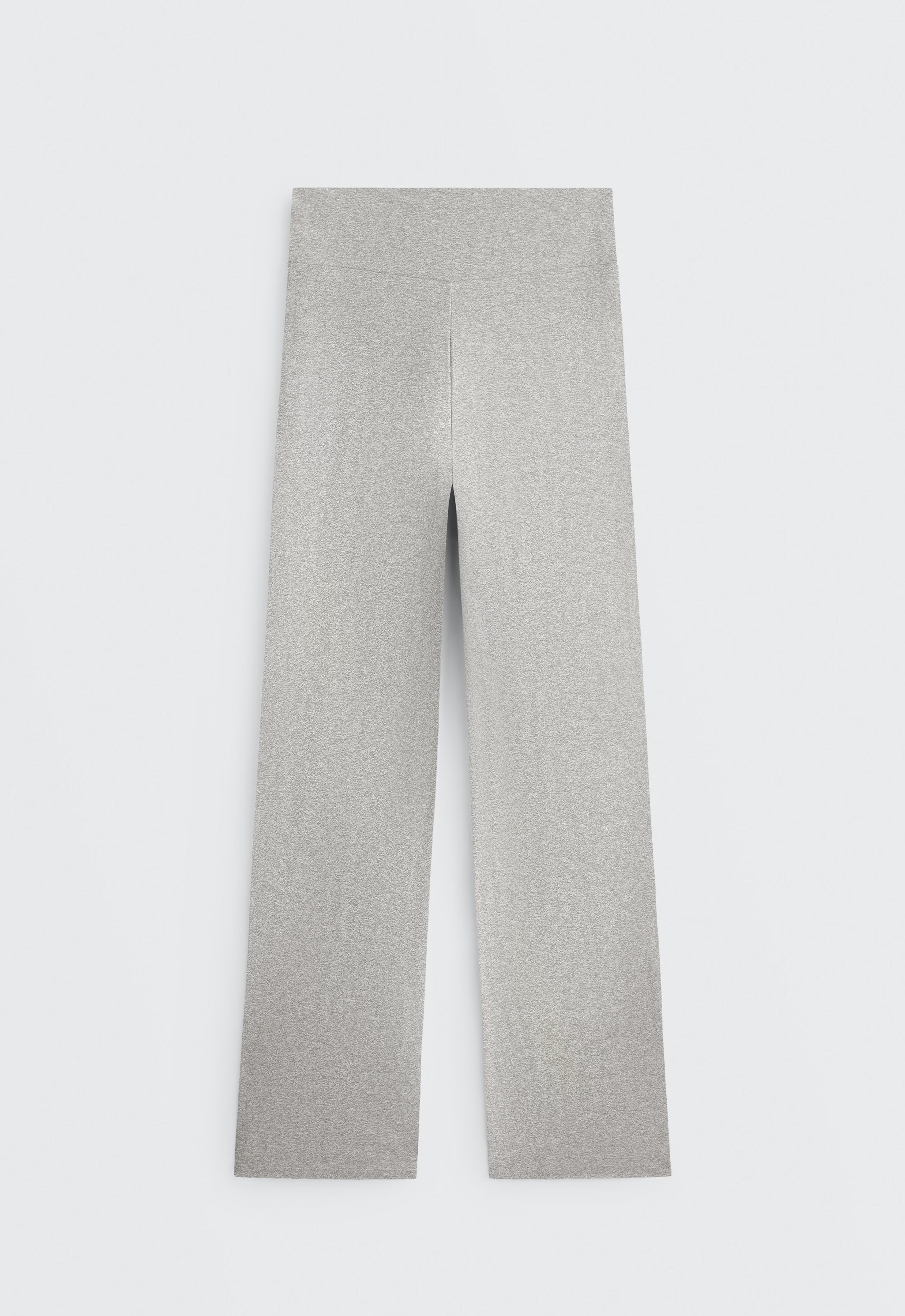Comfortlux high-waisted straight-leg heathered trousers — GREY MELANGE