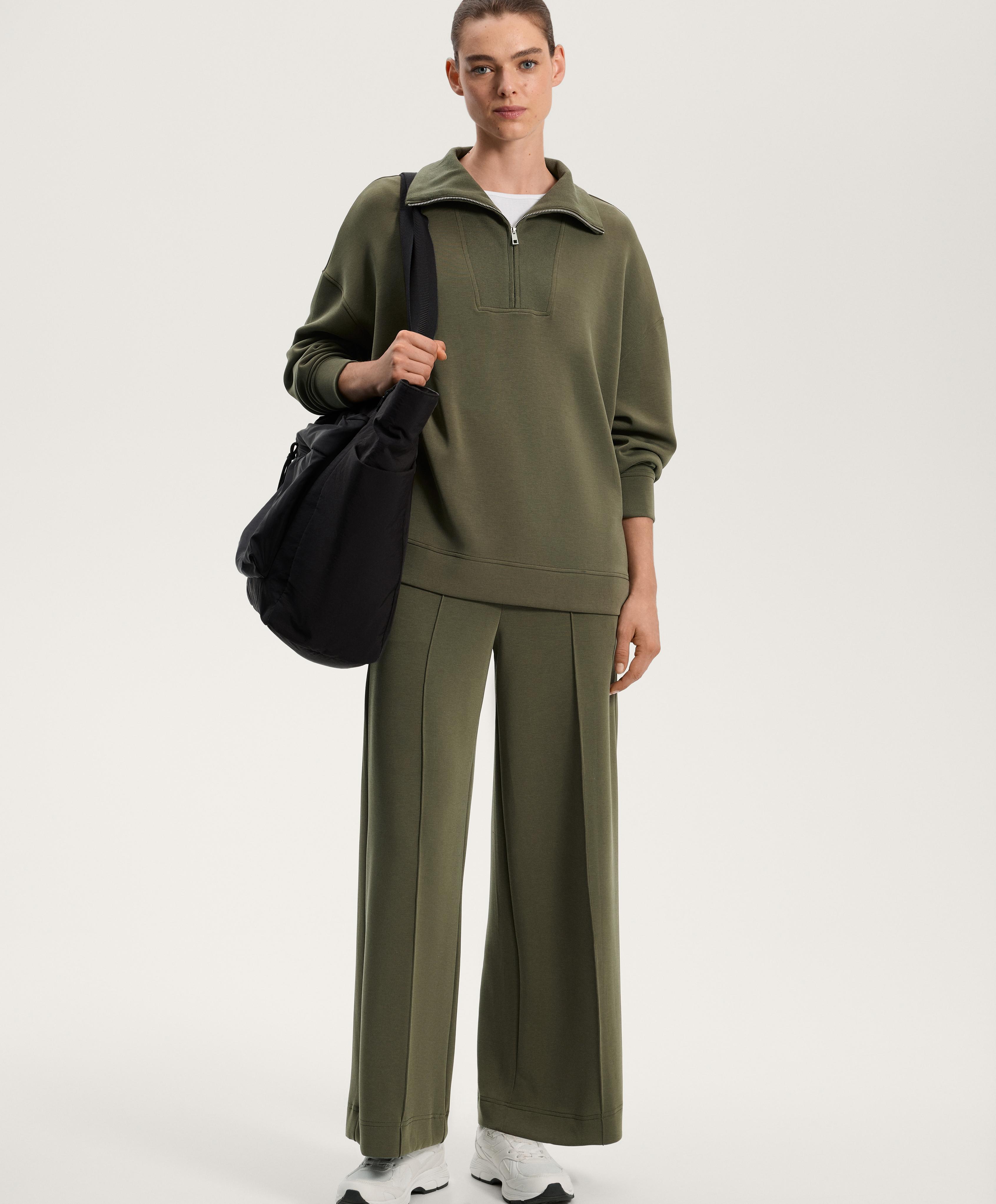 Soft-touch half-zip sweatshirt with modal and rib details Soft-touch half-zip sweatshirt with modal and rib details