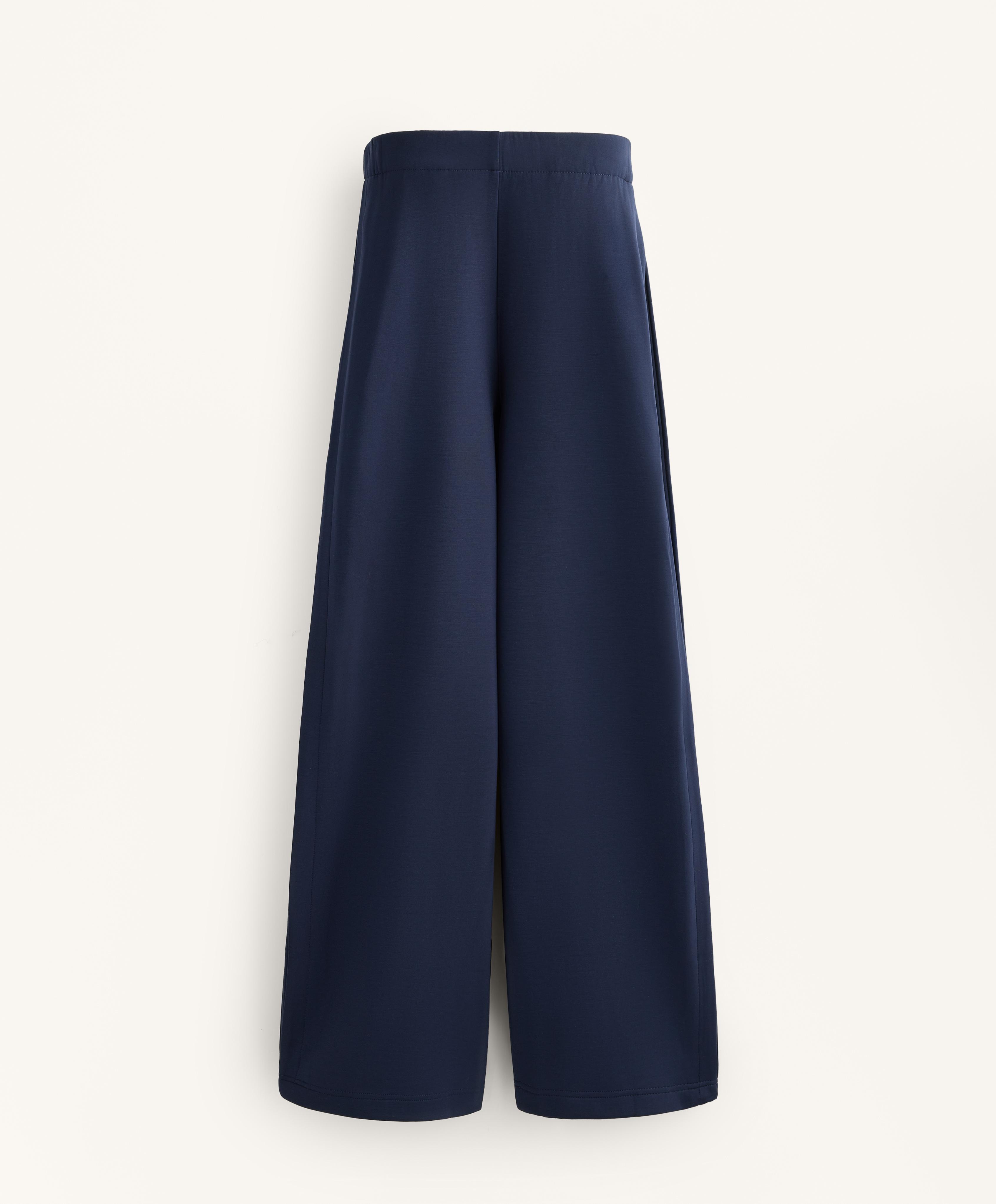 Cocoon trousers with side pleat and brushed modal — NAVY BLUE