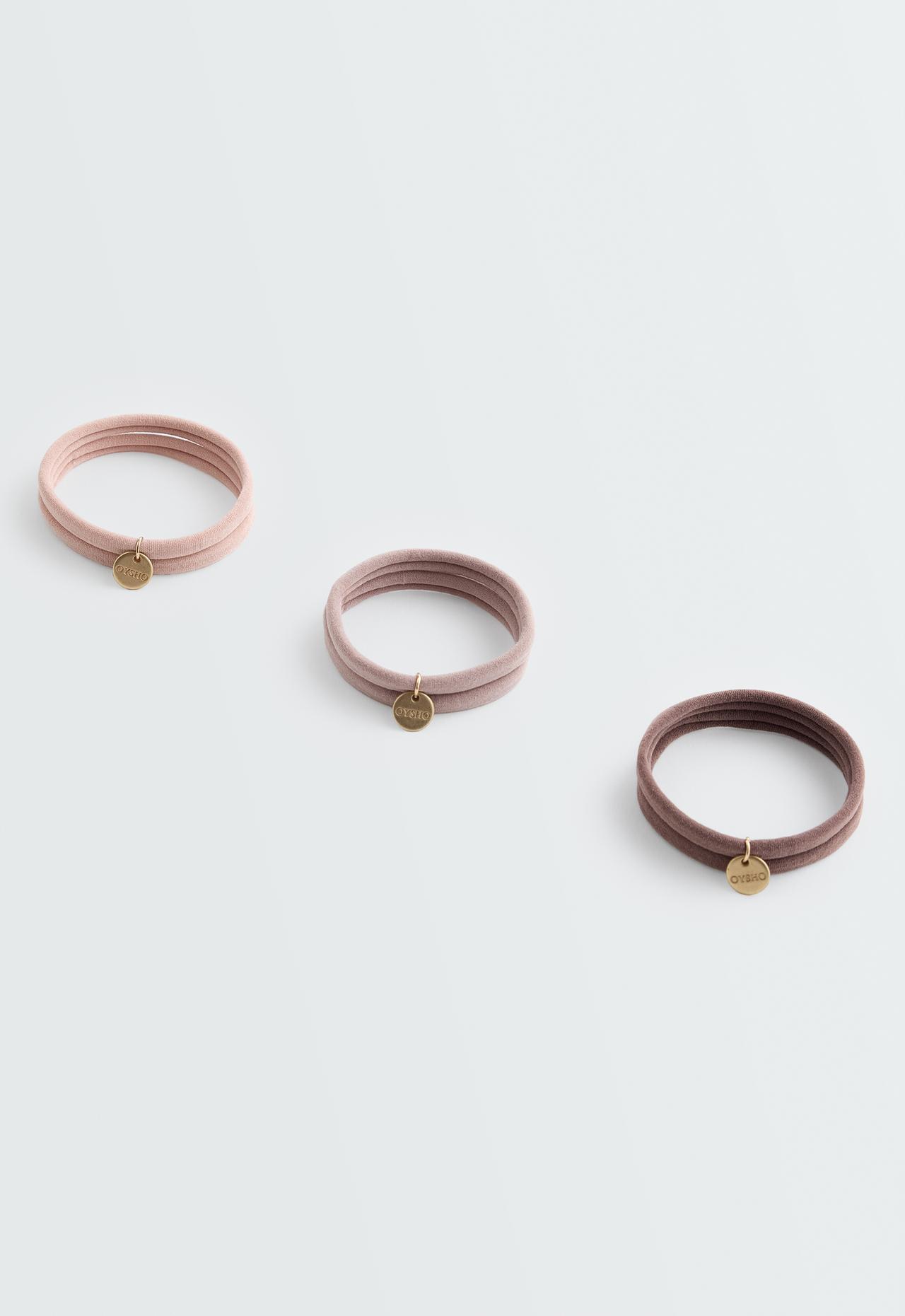 6 Oysho plaque hair ties — BEIGE