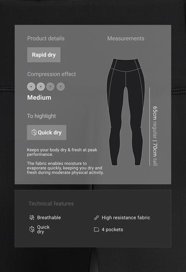Ankle-length High rise Rapid Dry leggings with pockets — BLACK 2