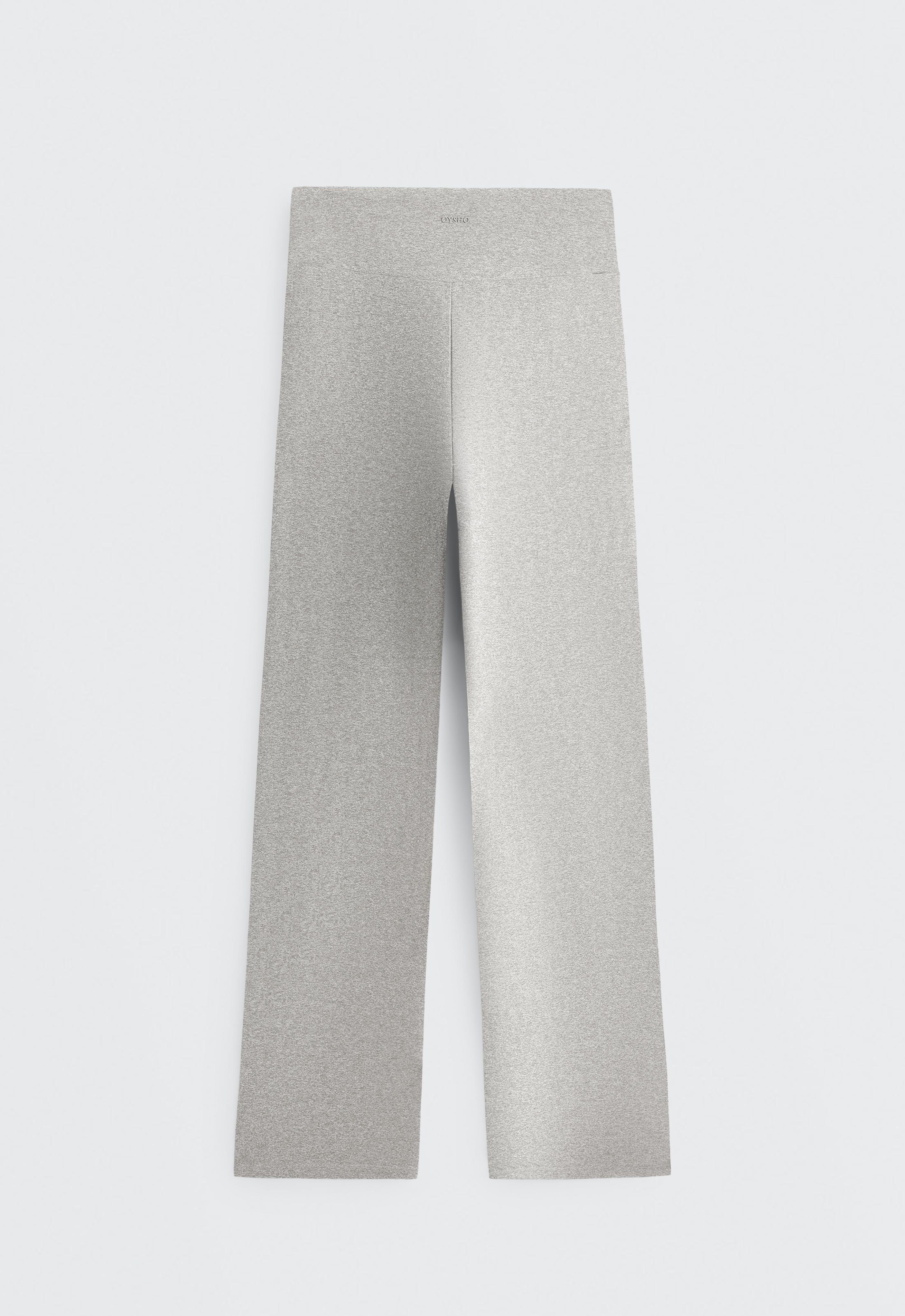 Comfortlux high-waisted straight-leg heathered trousers — GREY MELANGE