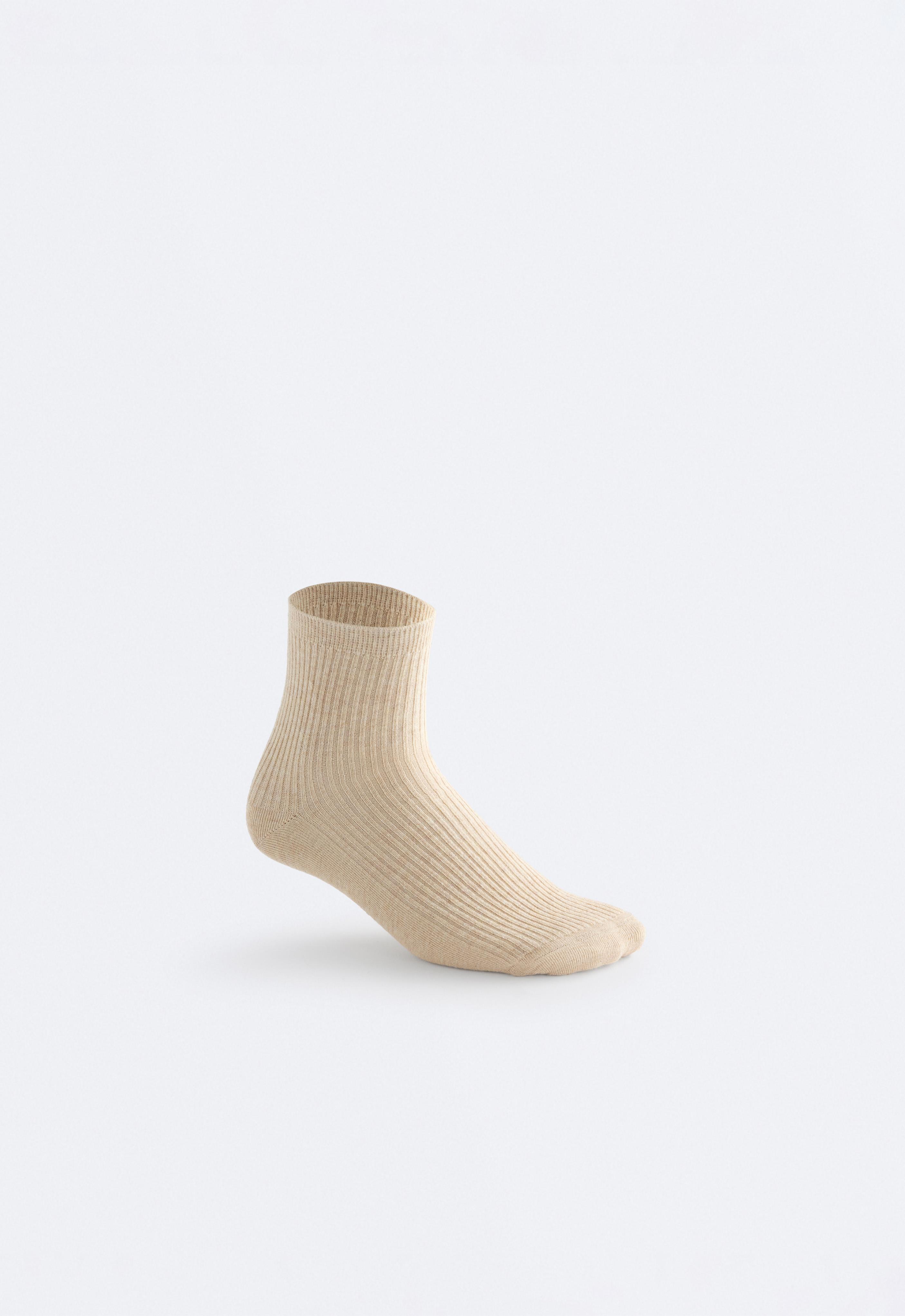 5 pairs of quarter cotton socks — SAND MELANGE