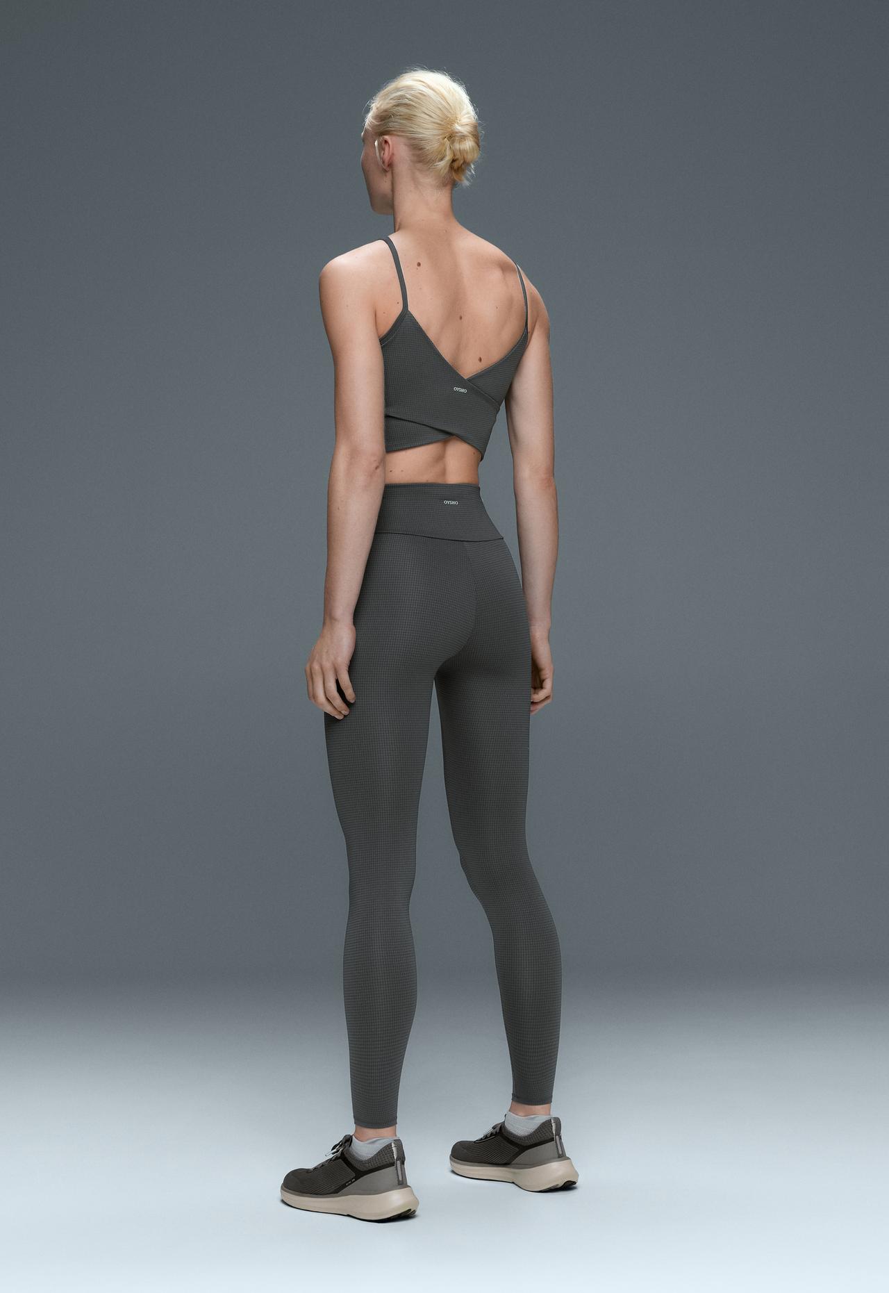 Halter houndstooth print tank top — ANTHRACITE