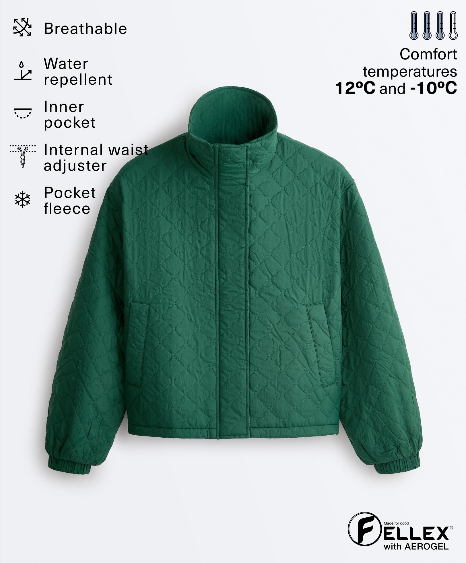Short FELLEX® AEROGEL padded jacket — DARK EMERALD