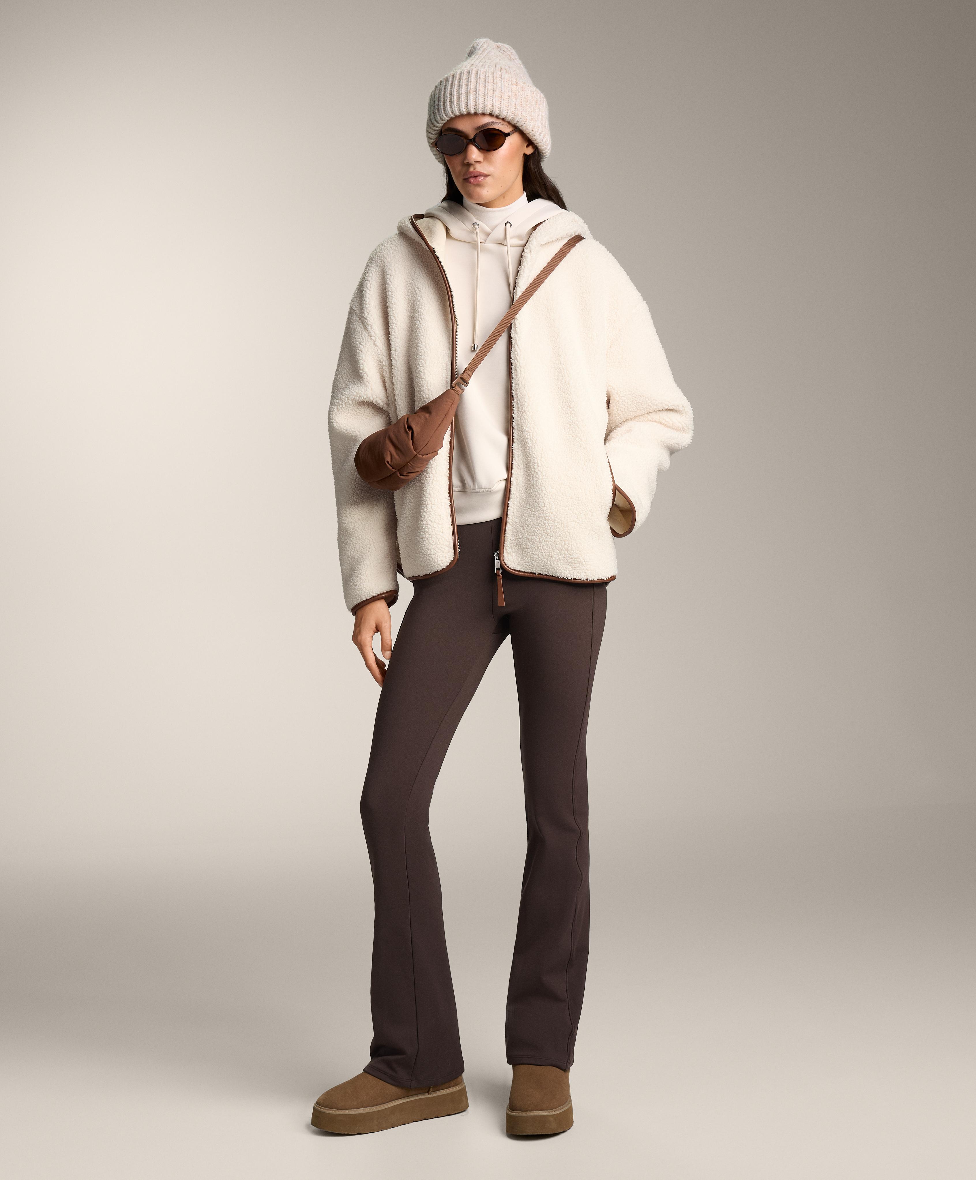 Faux-shearling jacket with hood — ECRU