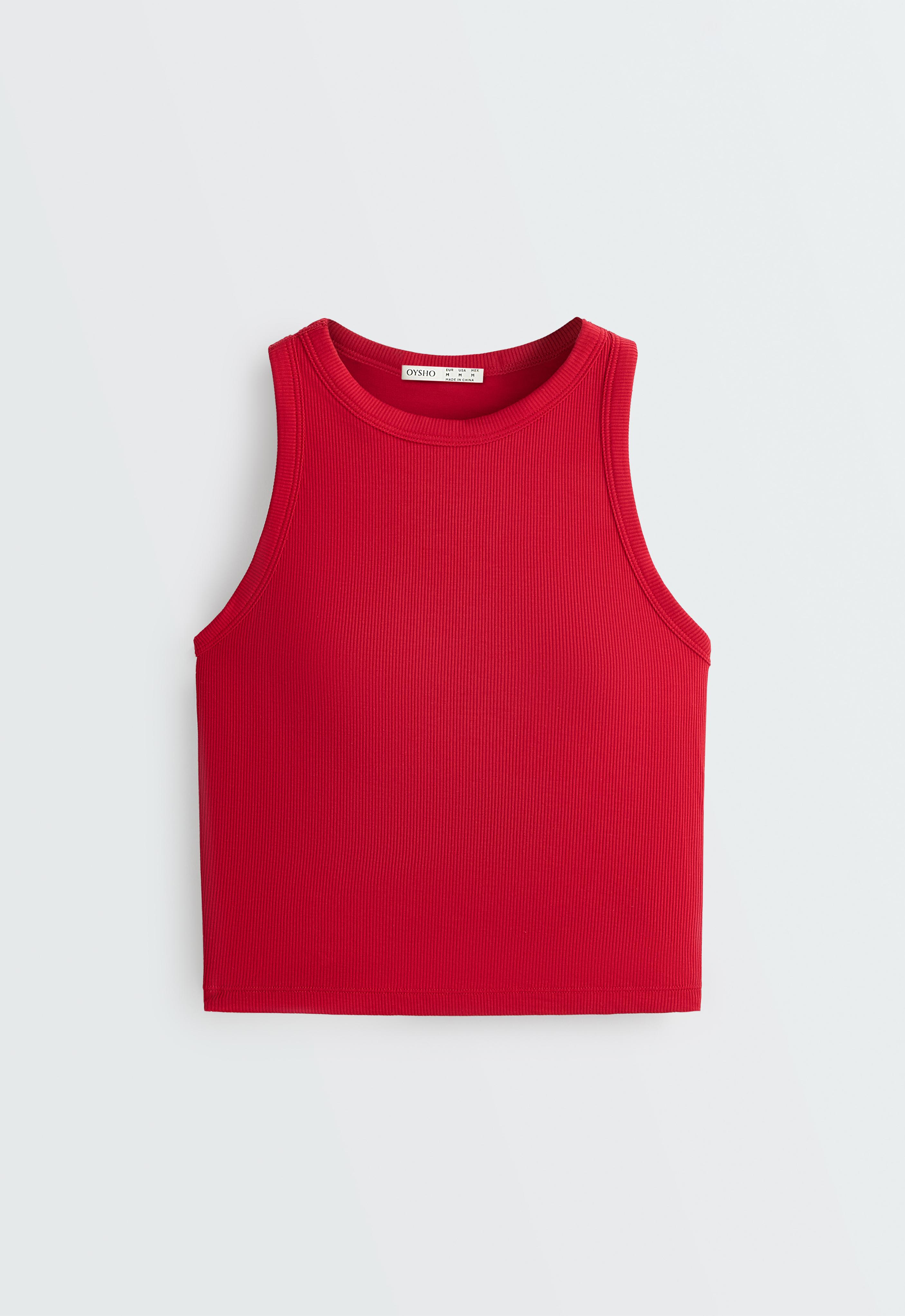 Rib modal blend long tank top — STRONG RED