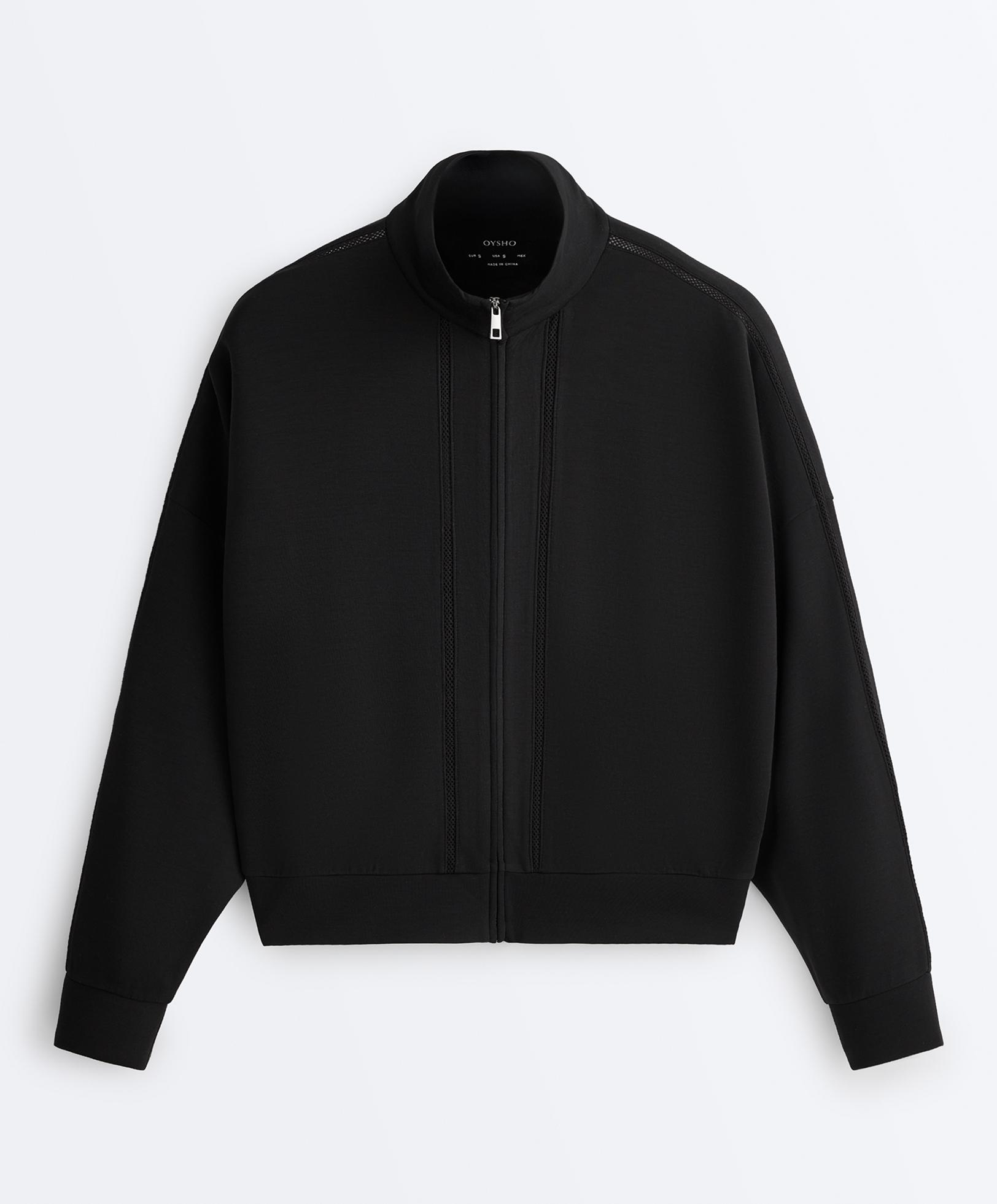 Soft-touch modal jacket with hemstitch — BLACK