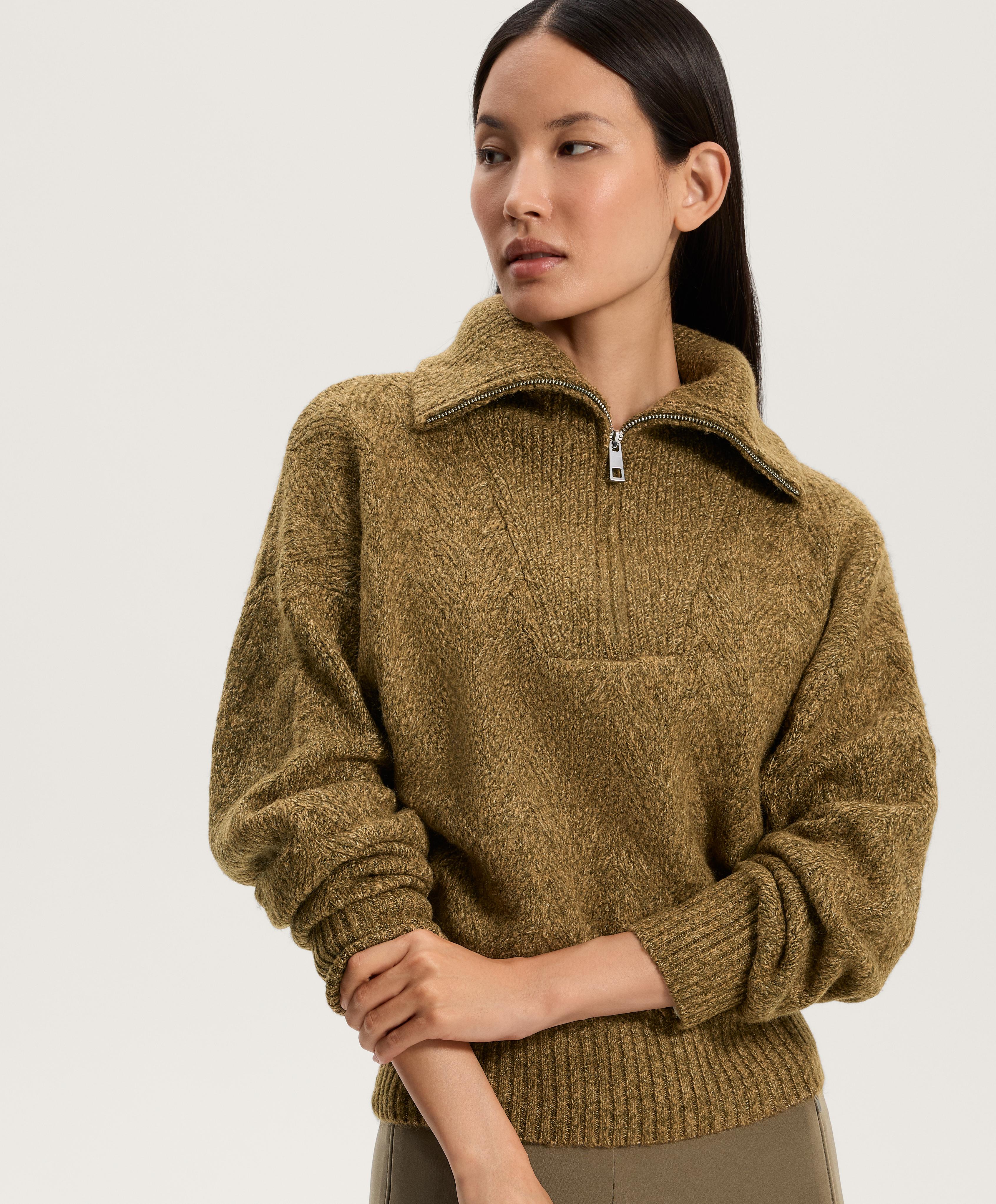 Strickpullover aus Mischgewebe mit halbem Reißverschluss