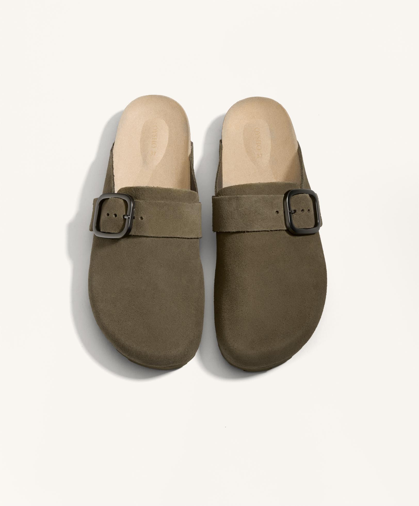 Buckled split-leather mules - Sale