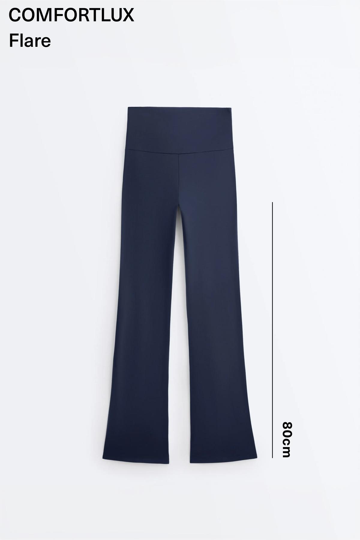High-rise Comfortlux flare trousers — NAVY BLUE