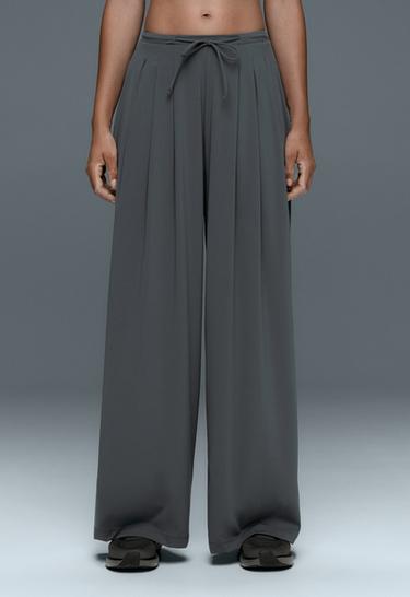 Light Touch wide-leg trousers with darts — STEEL GREY 3