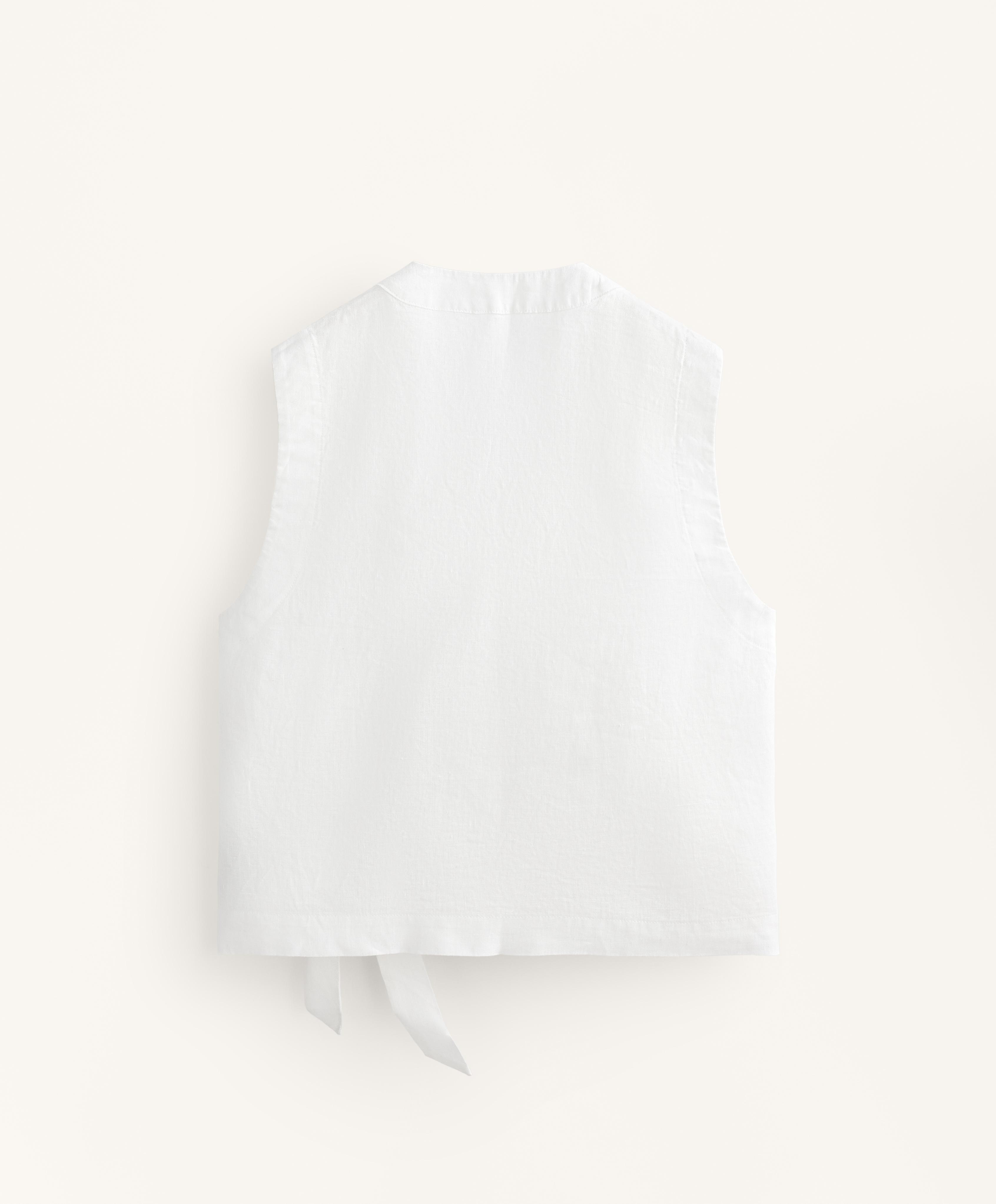 Top cruzado con lazada 100% lino