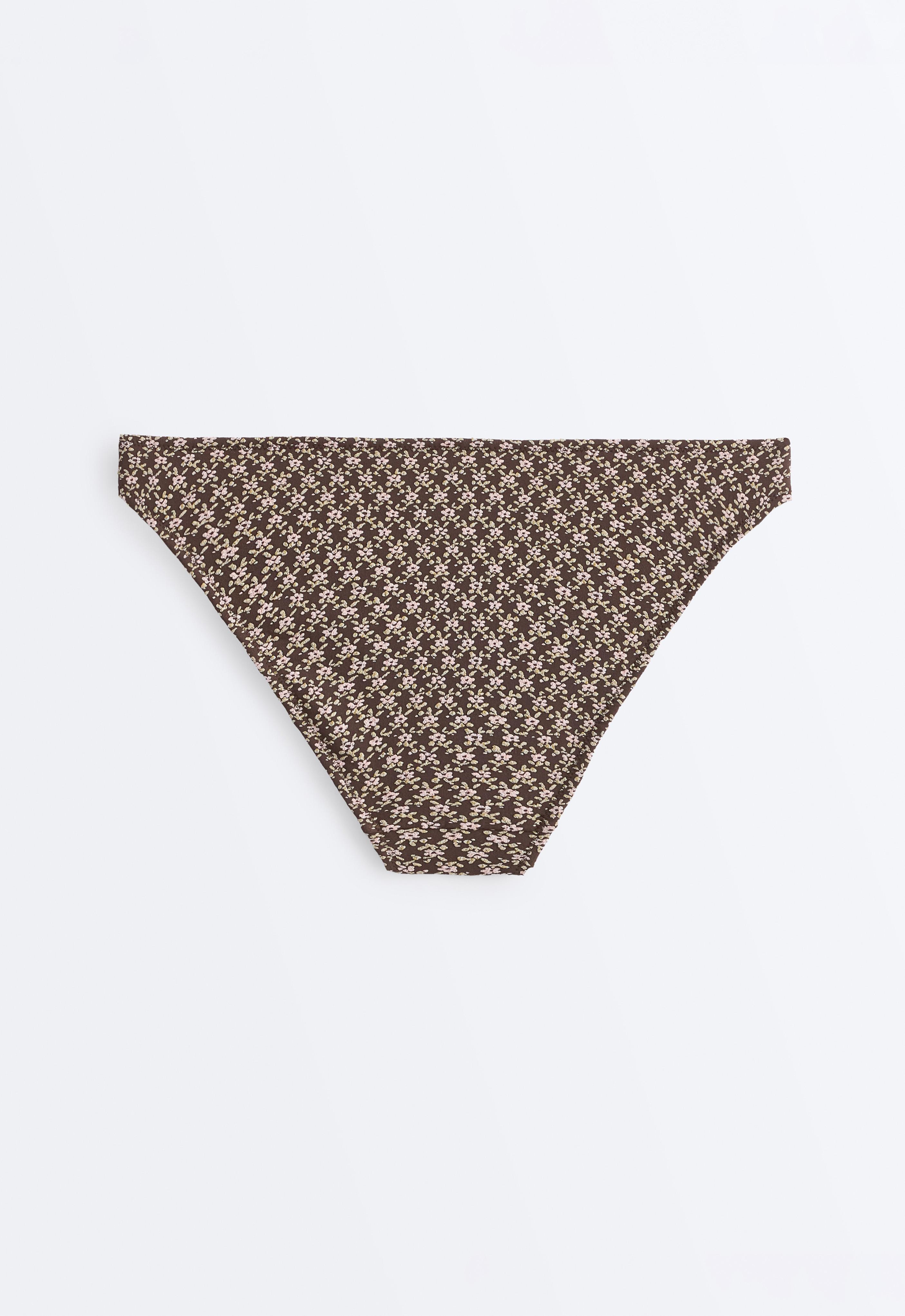 Floral jacquard classic bikini briefs — DARK BROWN
