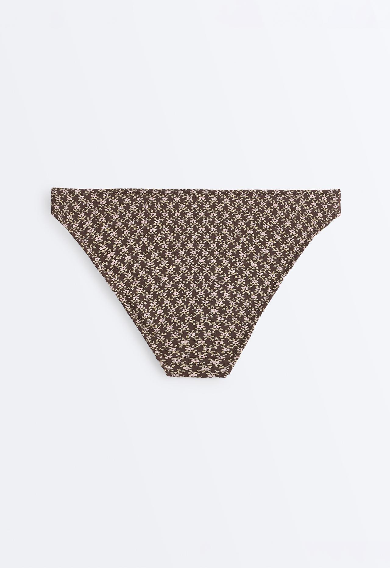Floral jacquard classic bikini briefs — DARK BROWN