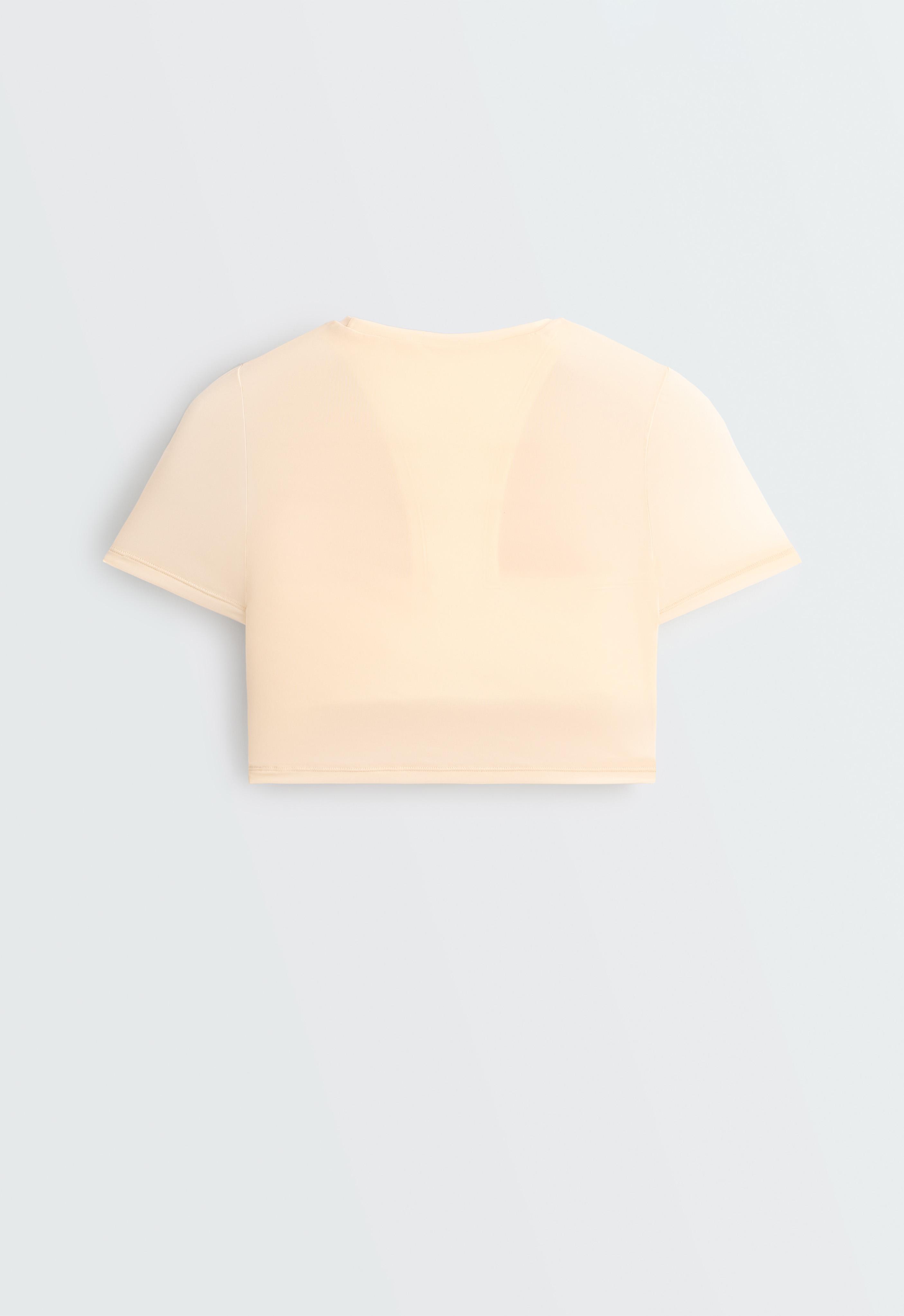 Short-sleeved sheer tank top — VANILLA