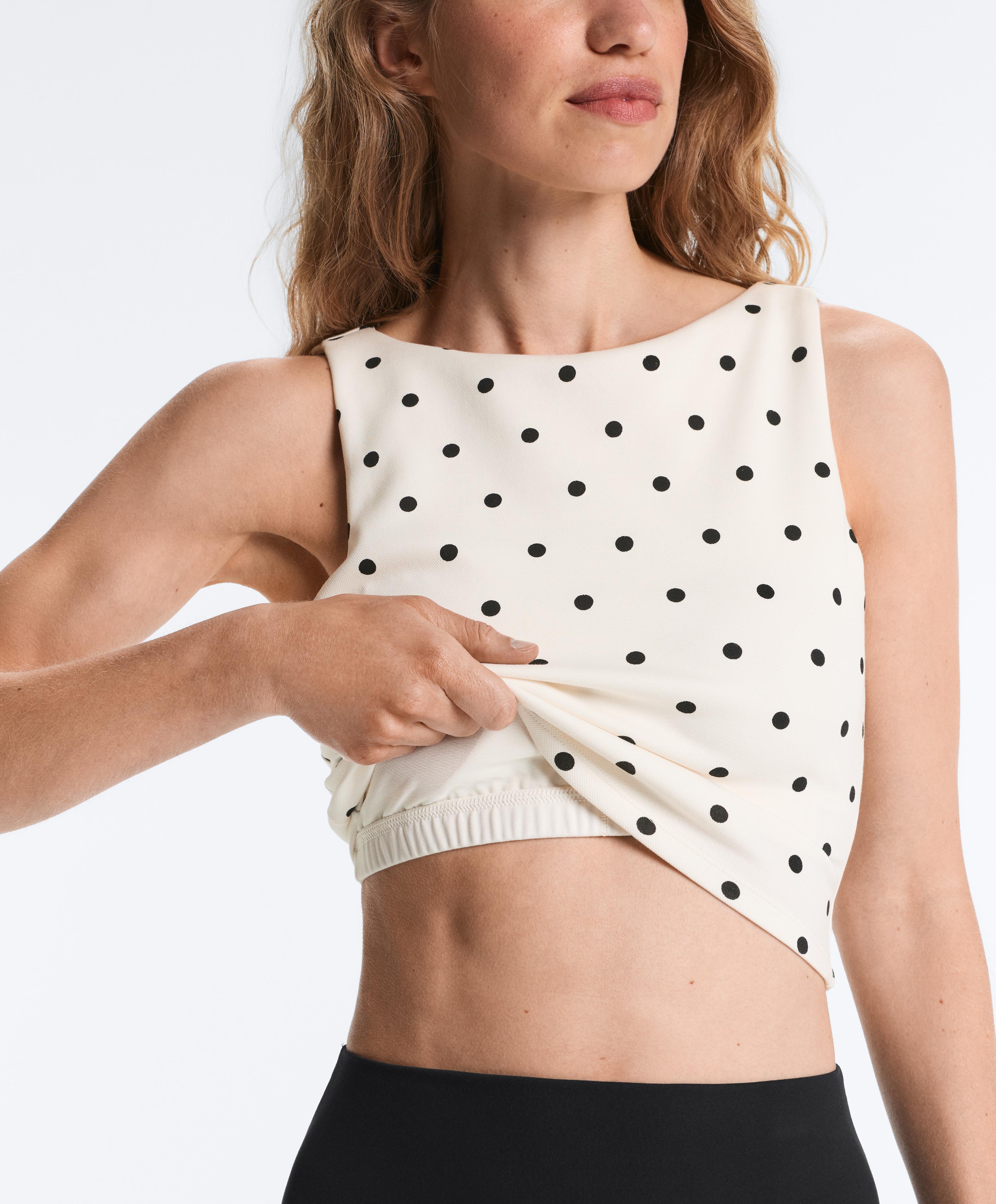 Sleeveless polka dot T-shirt — PALE ECRU
