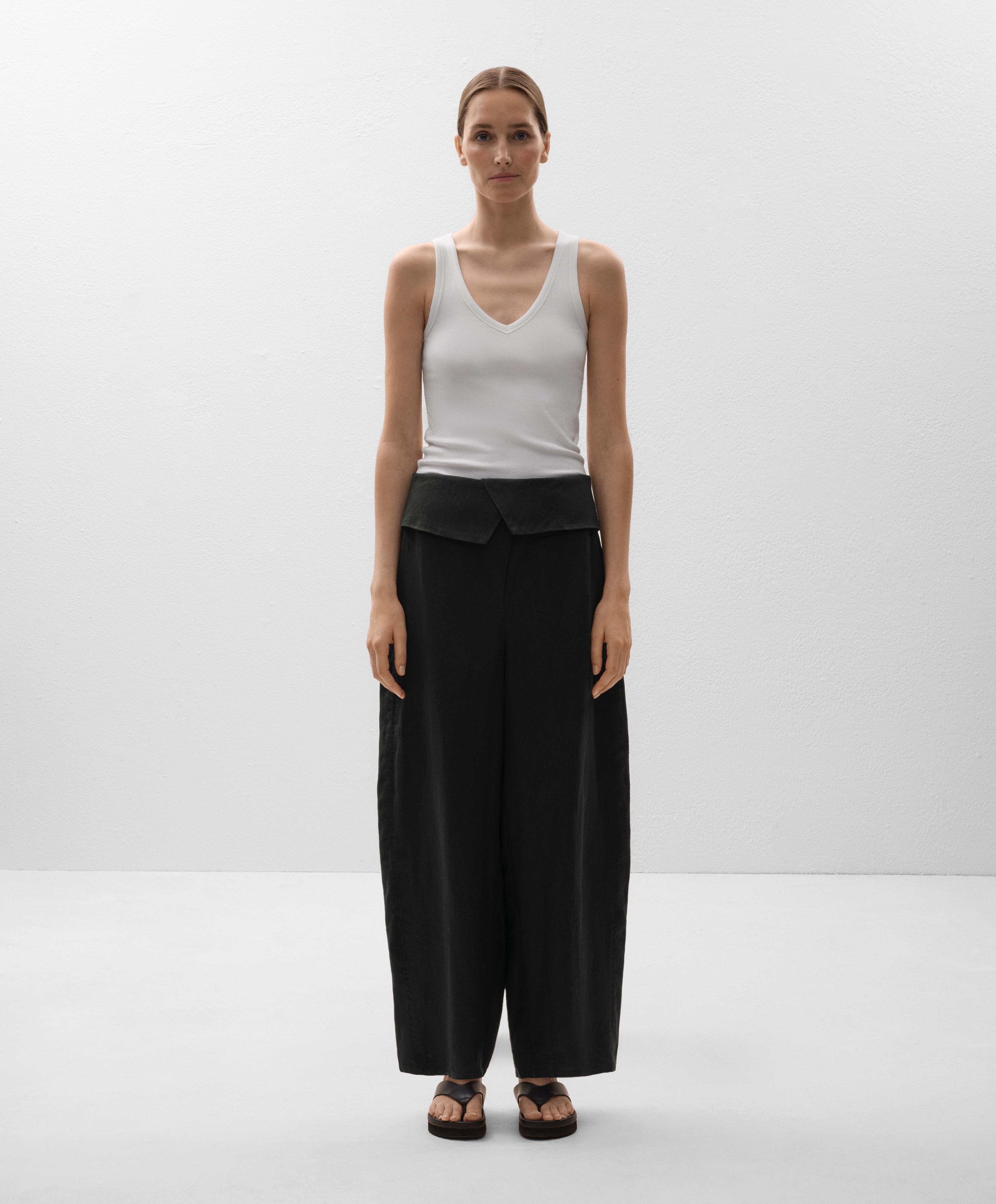 100% linen turn-up waistband trousers - Sale 100% linen turn-up waistband trousers - Sale