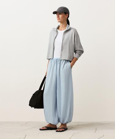 Modal blend striped trousers — DUSTY-BLUE 5