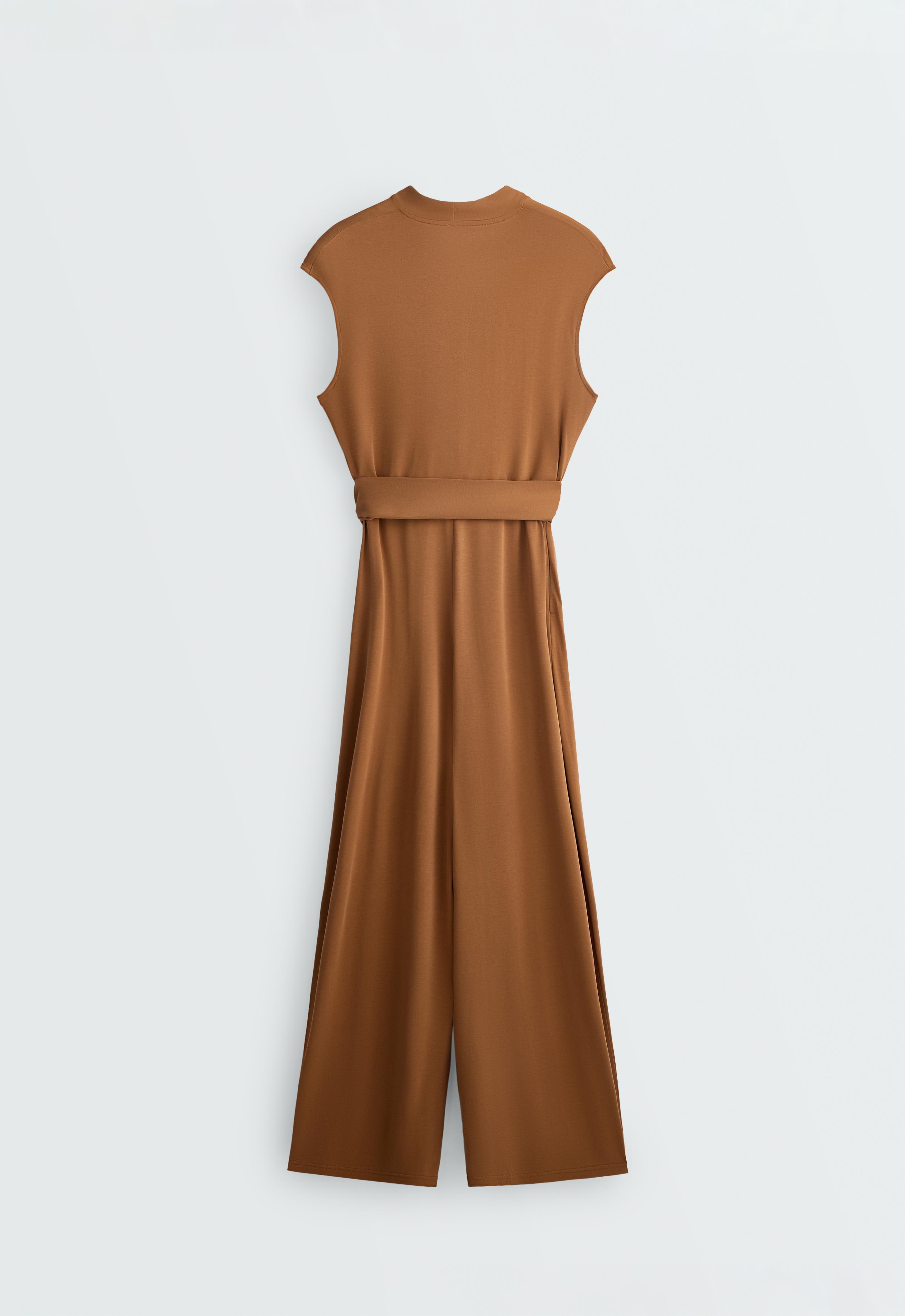 Crossover modal blend long jumpsuit — COPPER