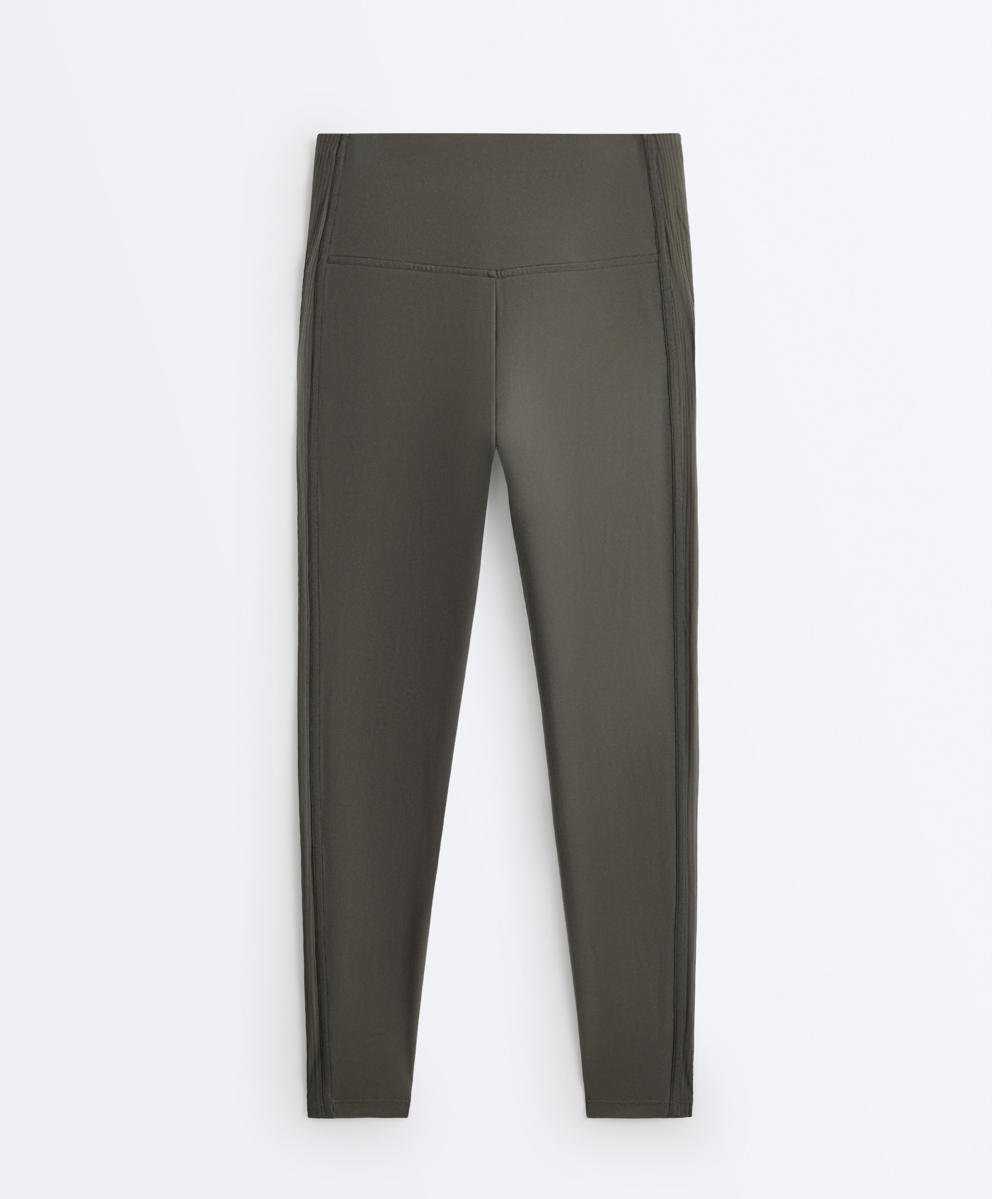 Comfortlux high rise rib ankle-length leggings — GREEN