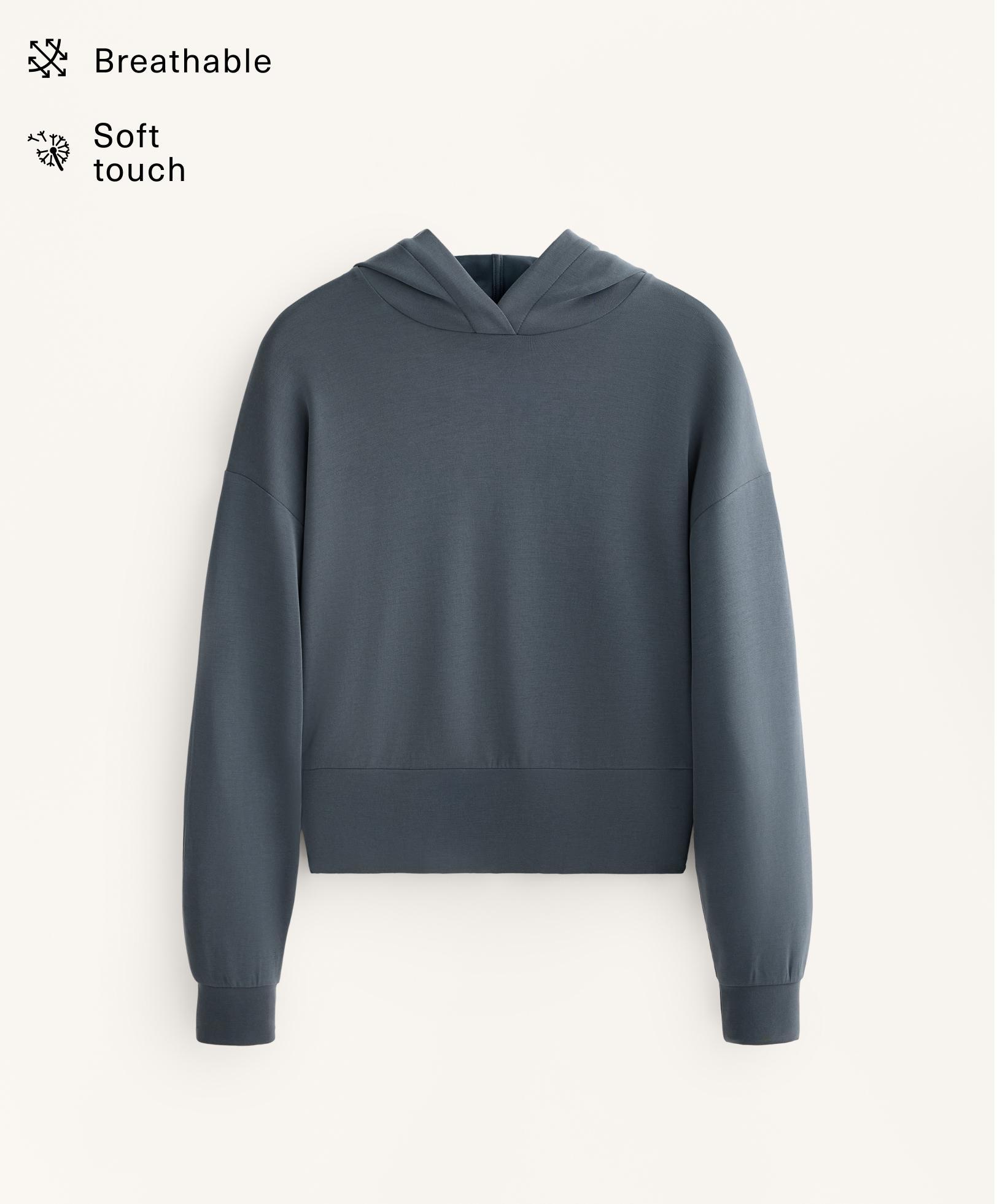 Crop hooded sweatshirt with fitted waist and soft-touch modal