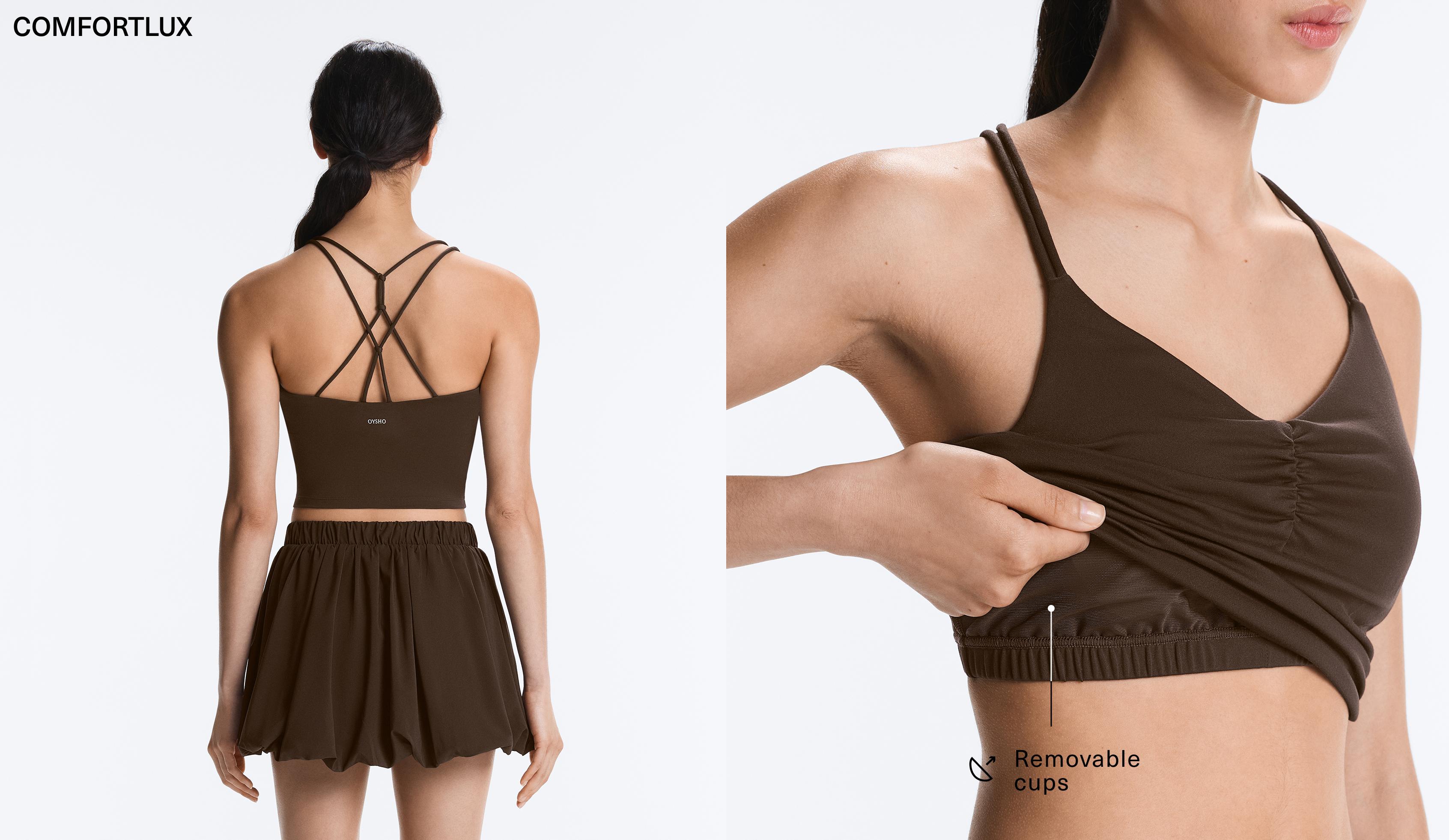 Comfortlux crossover strap tank top — DARK BROWN