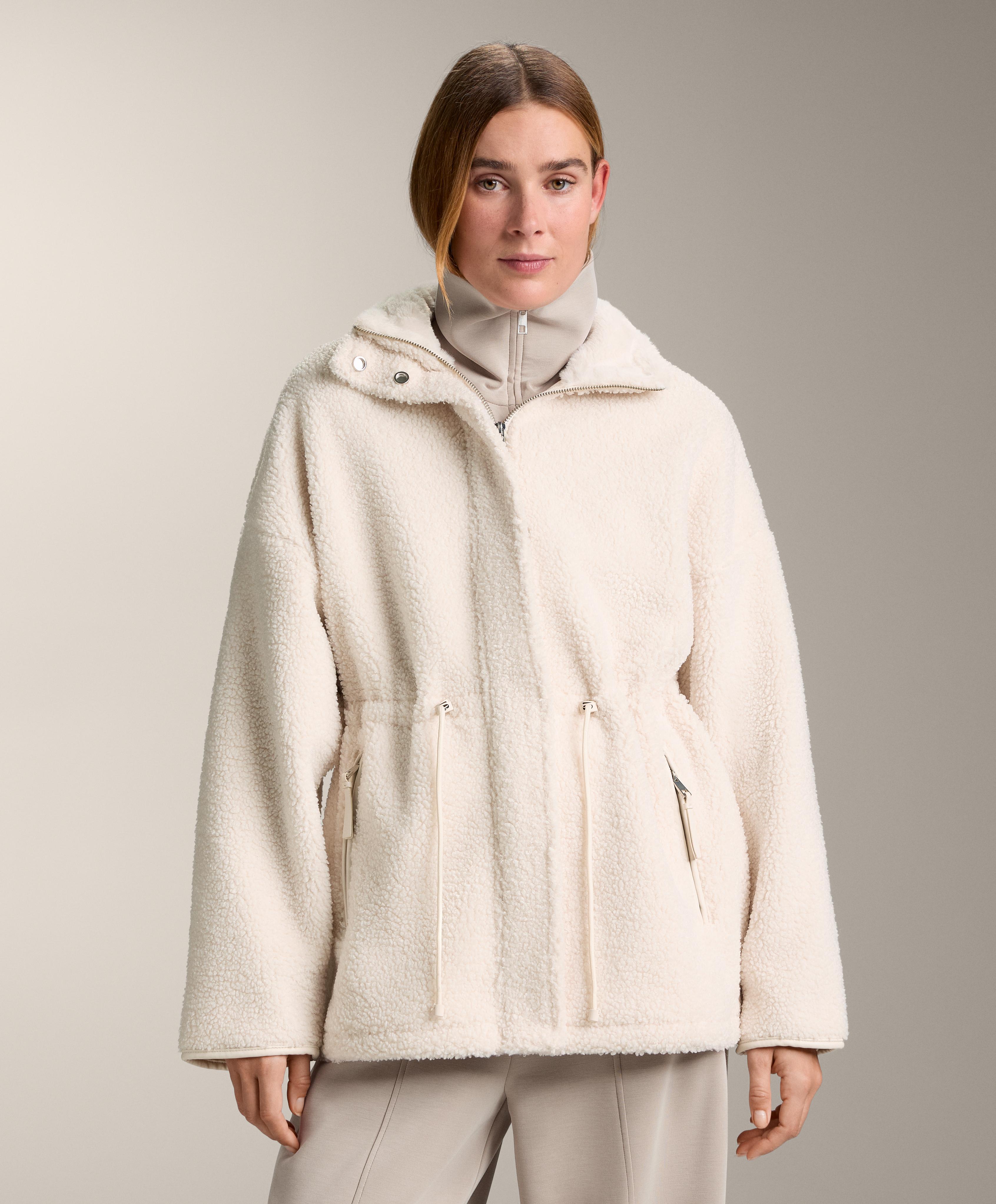 Adjustable waist faux-shearling jacket — ECRU