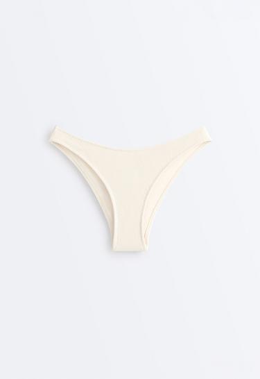 Medium-coverage U-cut crinkle bikini briefs — ECRU 7