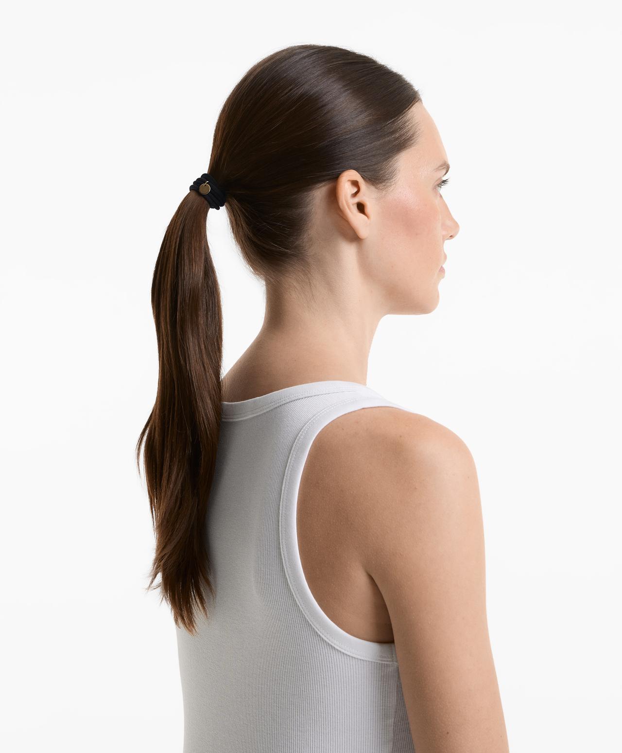 6 Oysho plaque hair ties — BLACK