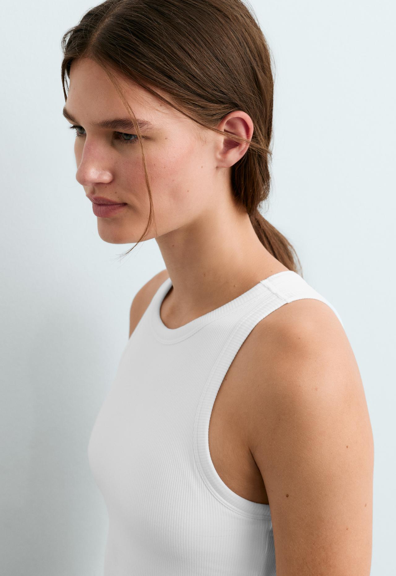 Long modal blend rib tank top — WHITE