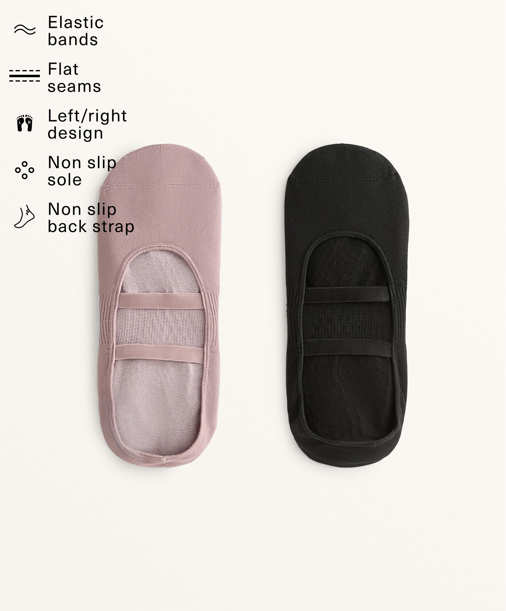 2 paires de chaussettes de yoga et pilates en mélange de polyamide avec bandes parallèles 2 paires de chaussettes de yoga et pilates en mélange de polyamide avec bandes parallèles