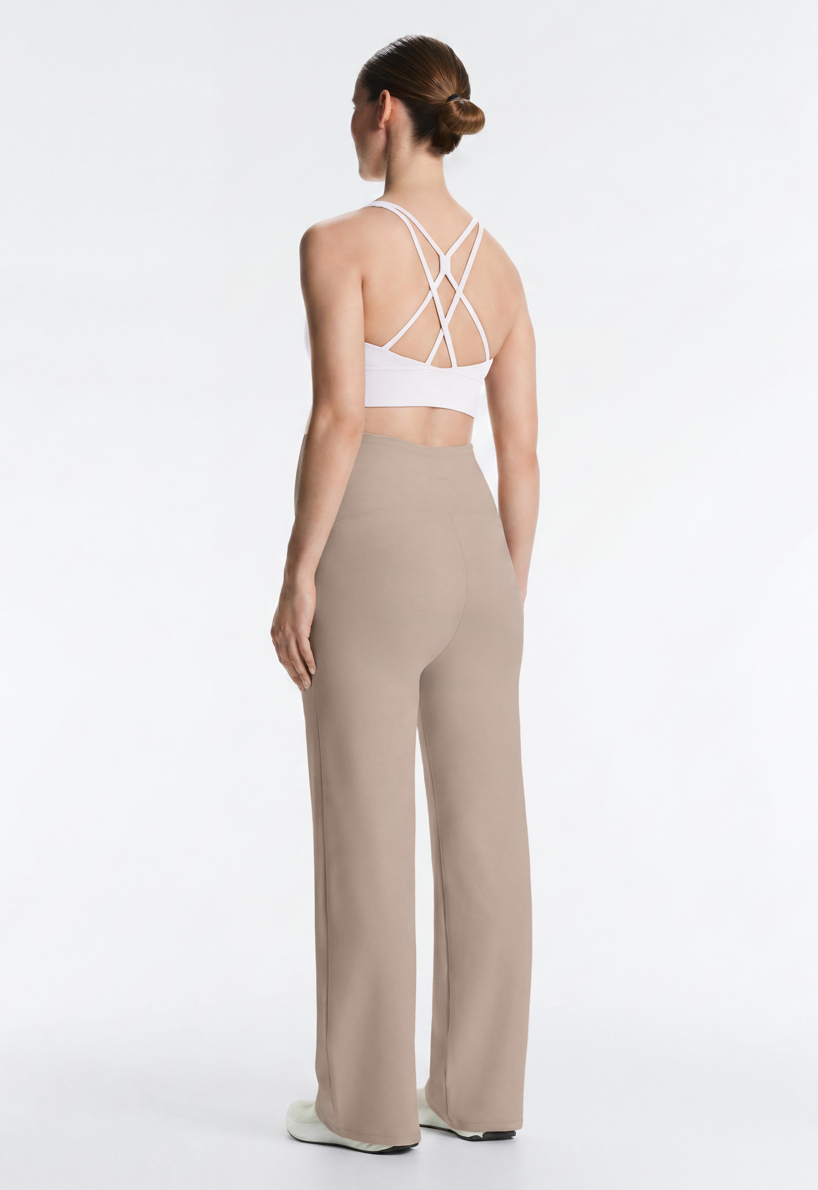 Comfortlux maternity straight-leg trousers — LIGHT STONE