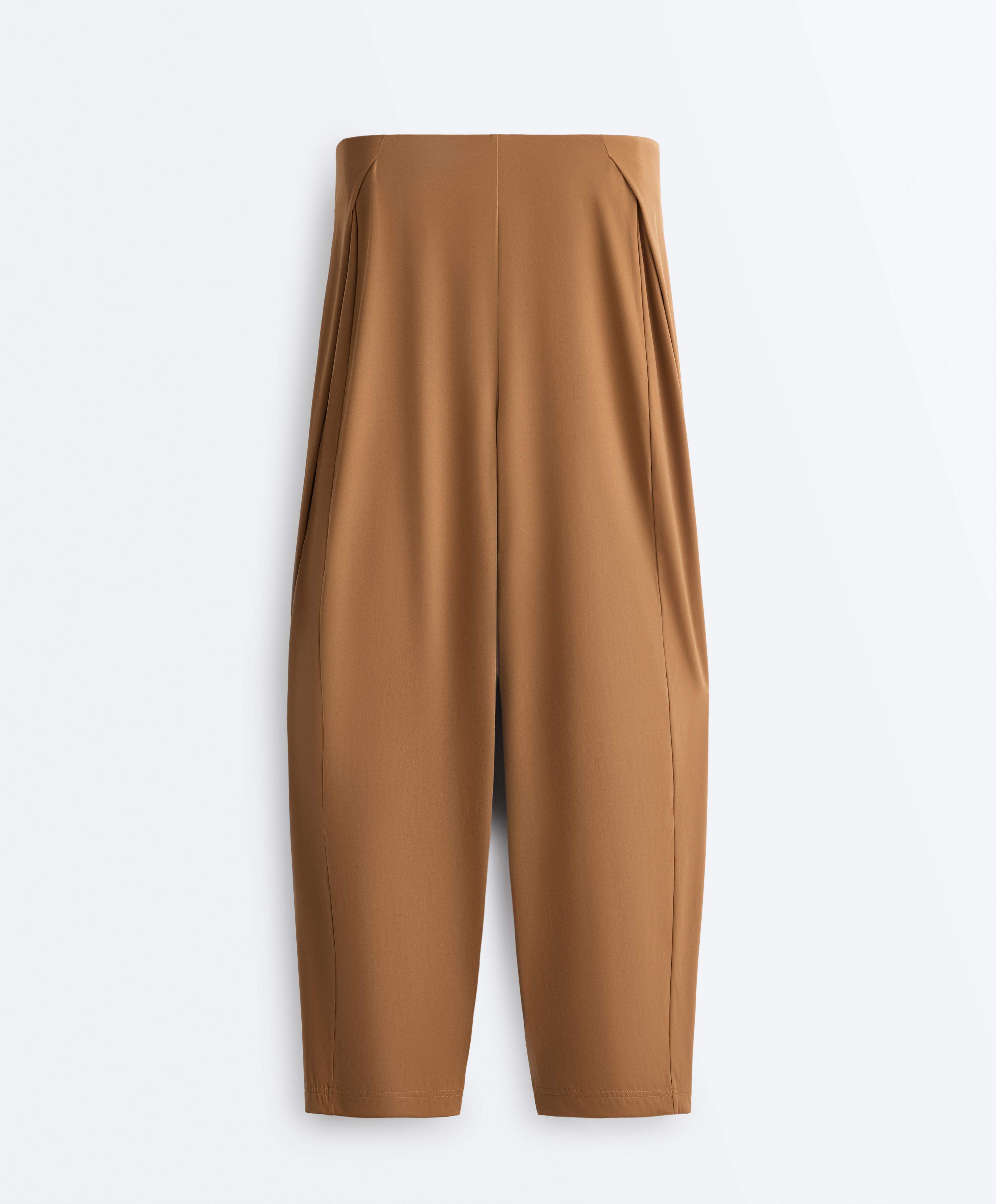 Light Touch high-rise long Barrel trousers — TOFFEE