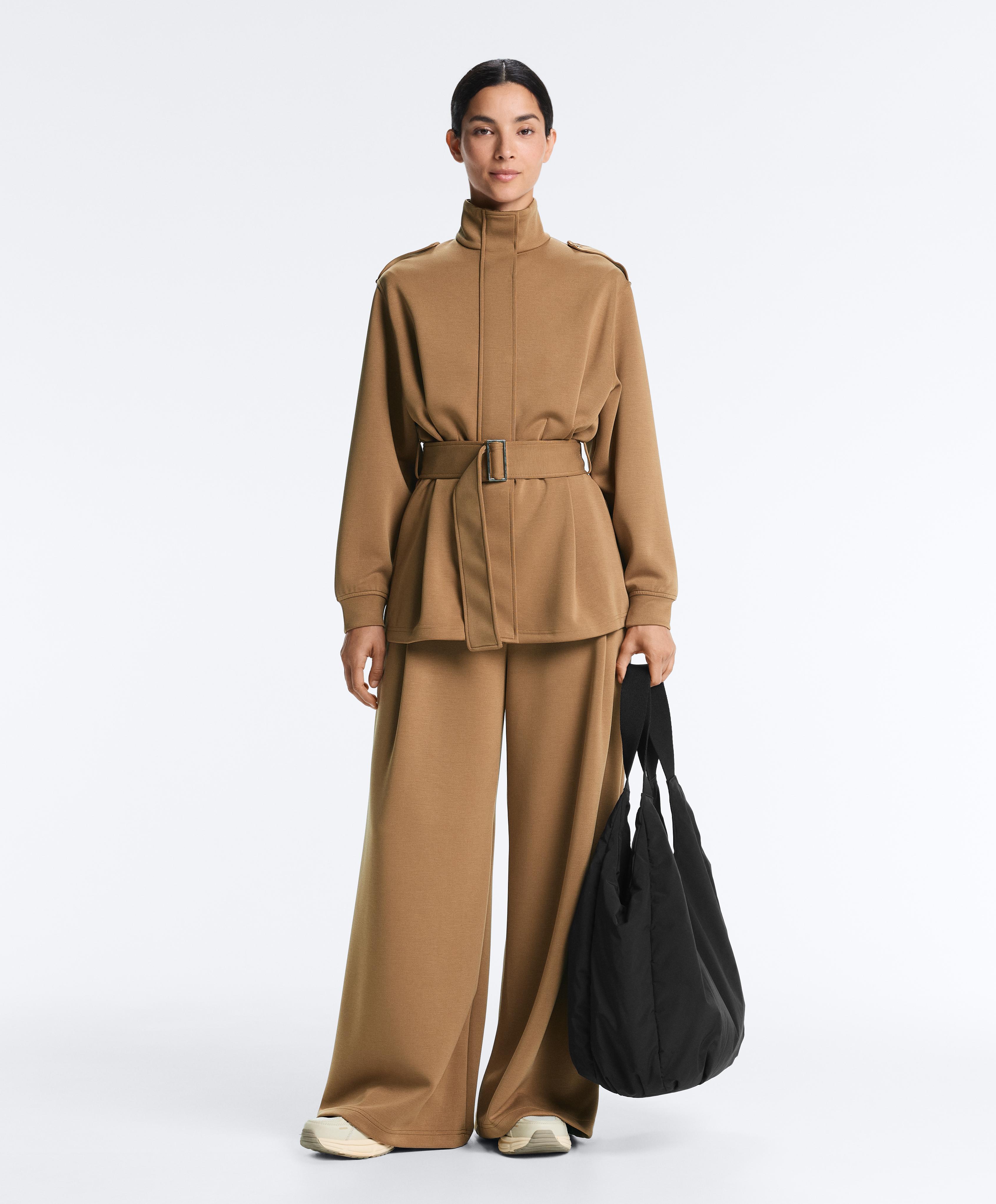 Long utility jacket with cotton and modal twill belt Long utility jacket with cotton and modal twill belt