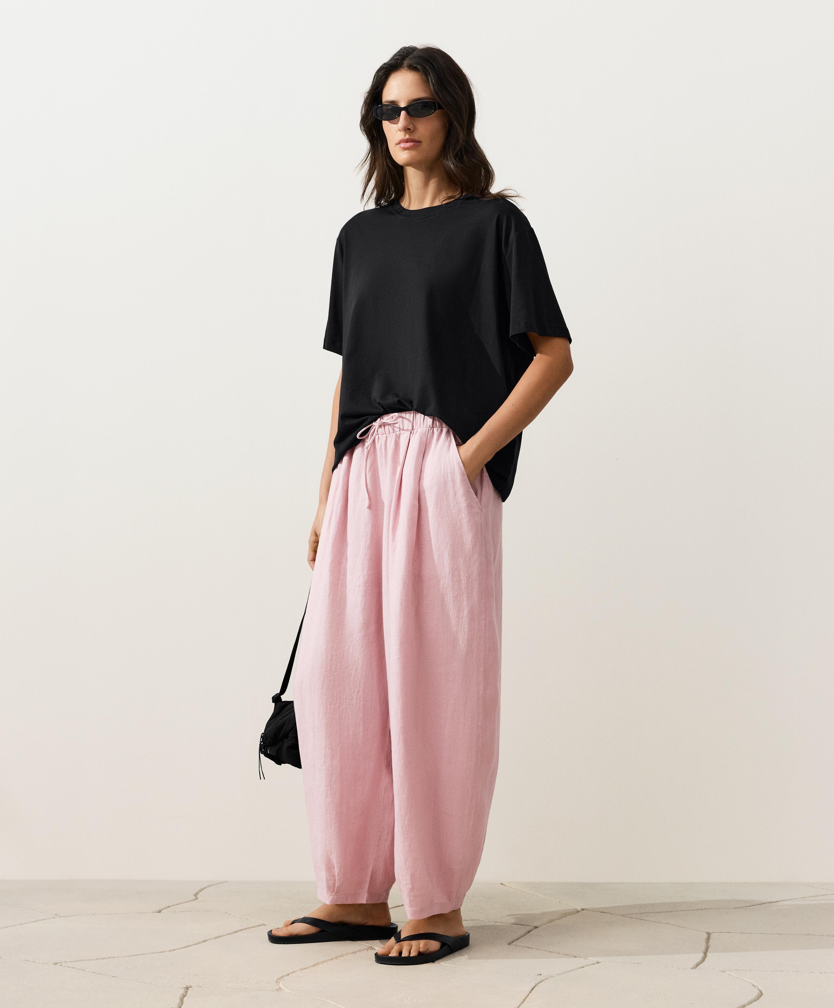 100% linen balloon trousers — DUSTY PINK