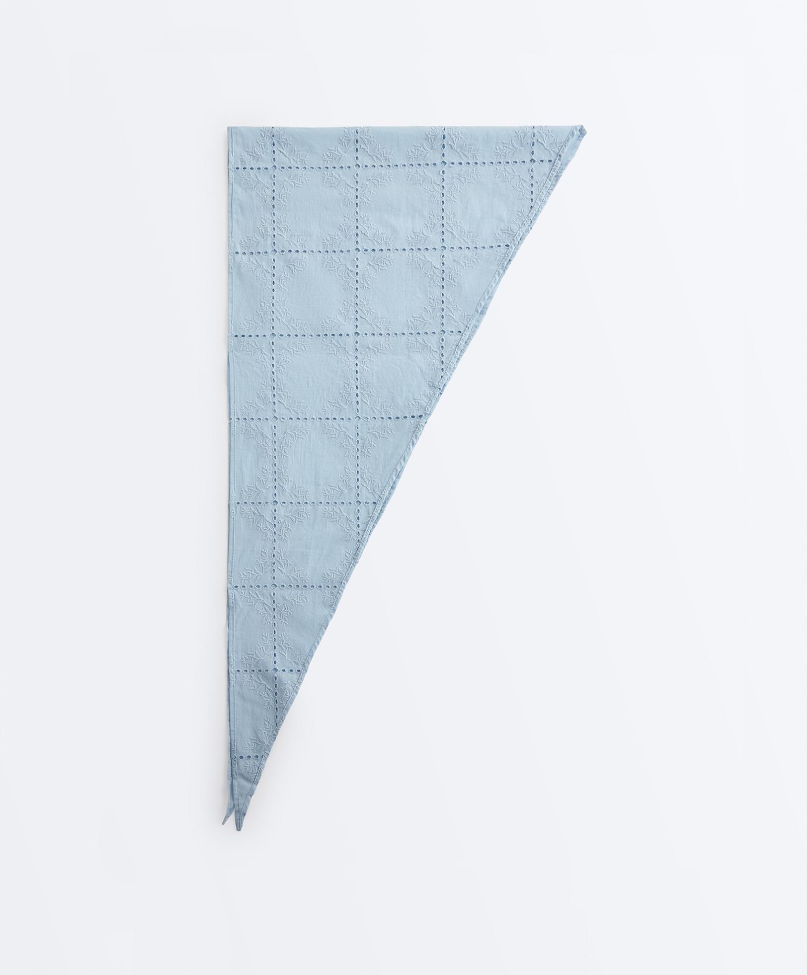 Embroidered 100% cotton scarf — PALE BLUE
