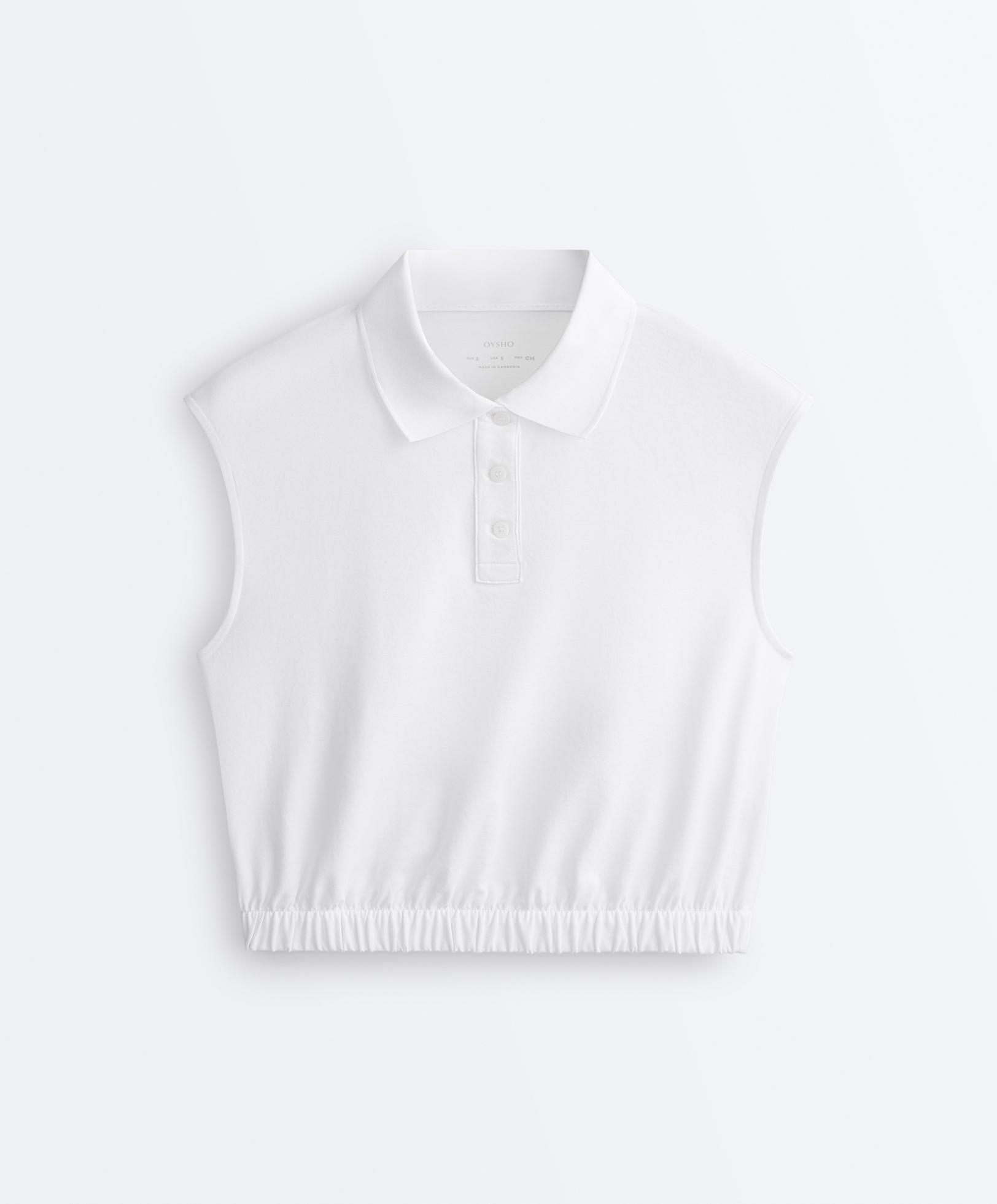 Sleeveless piqué cotton polo shirt — WHITE