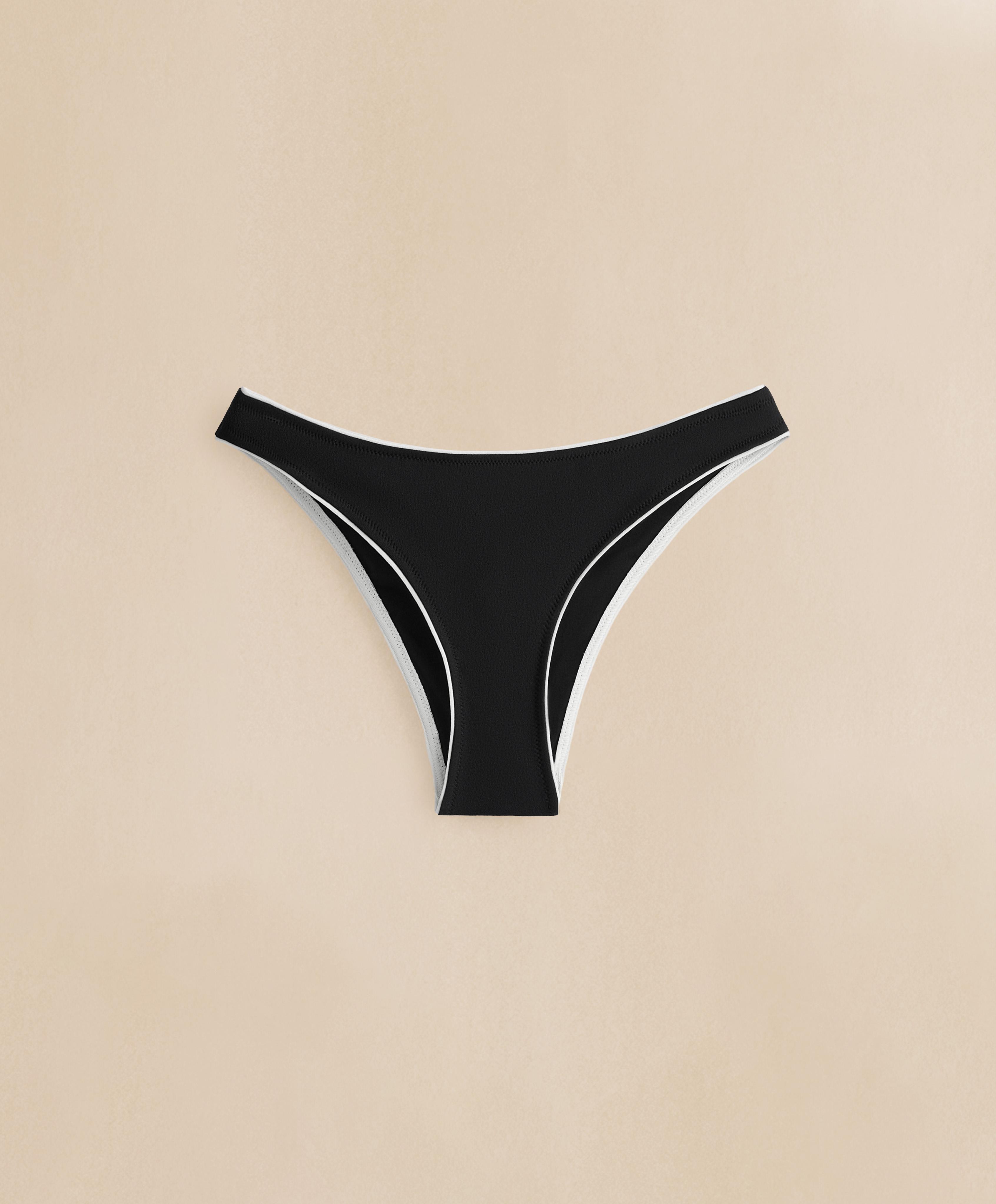 سروال بيكيني متوسط التغطية بقصة U مع حواف متباينة