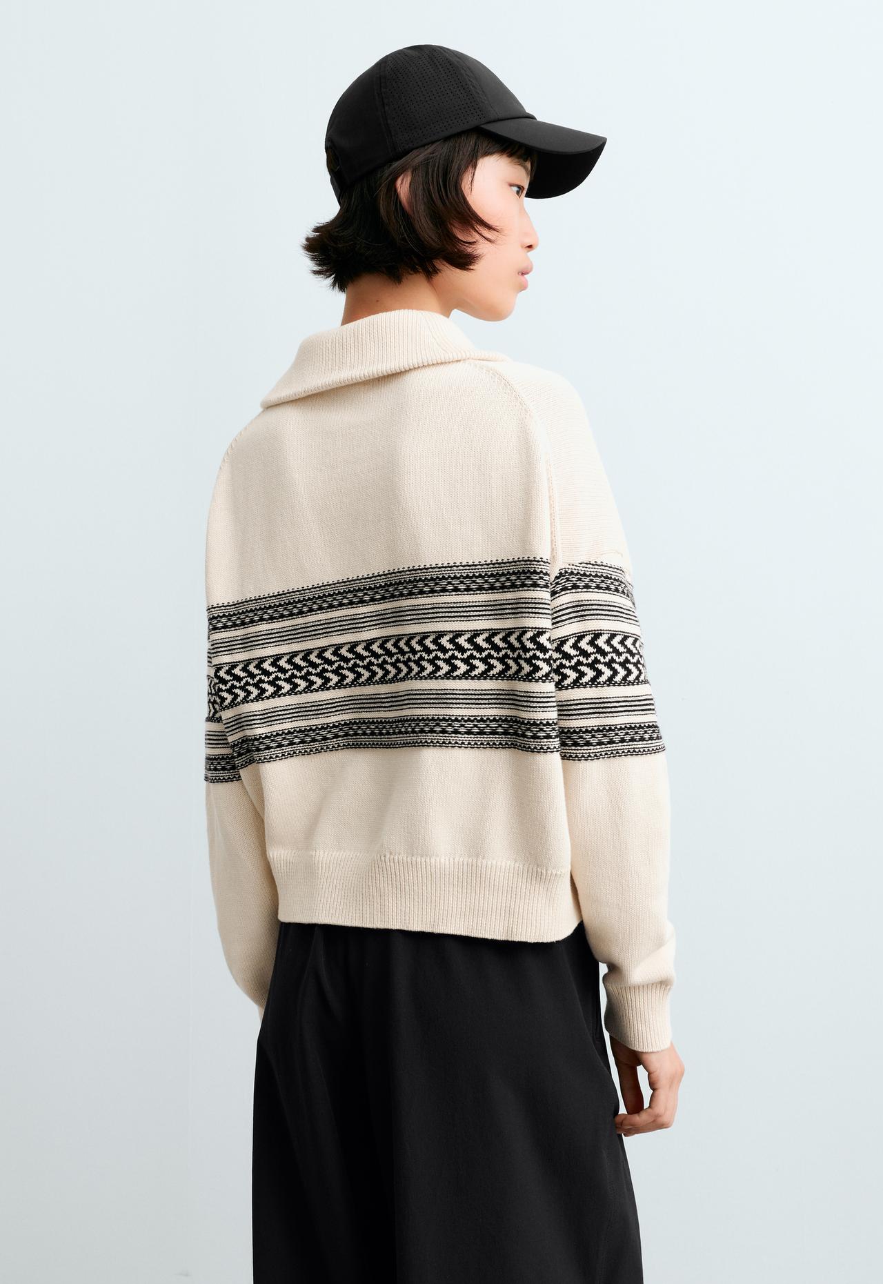 100% cotton Jacquard knit jumper — ECRU