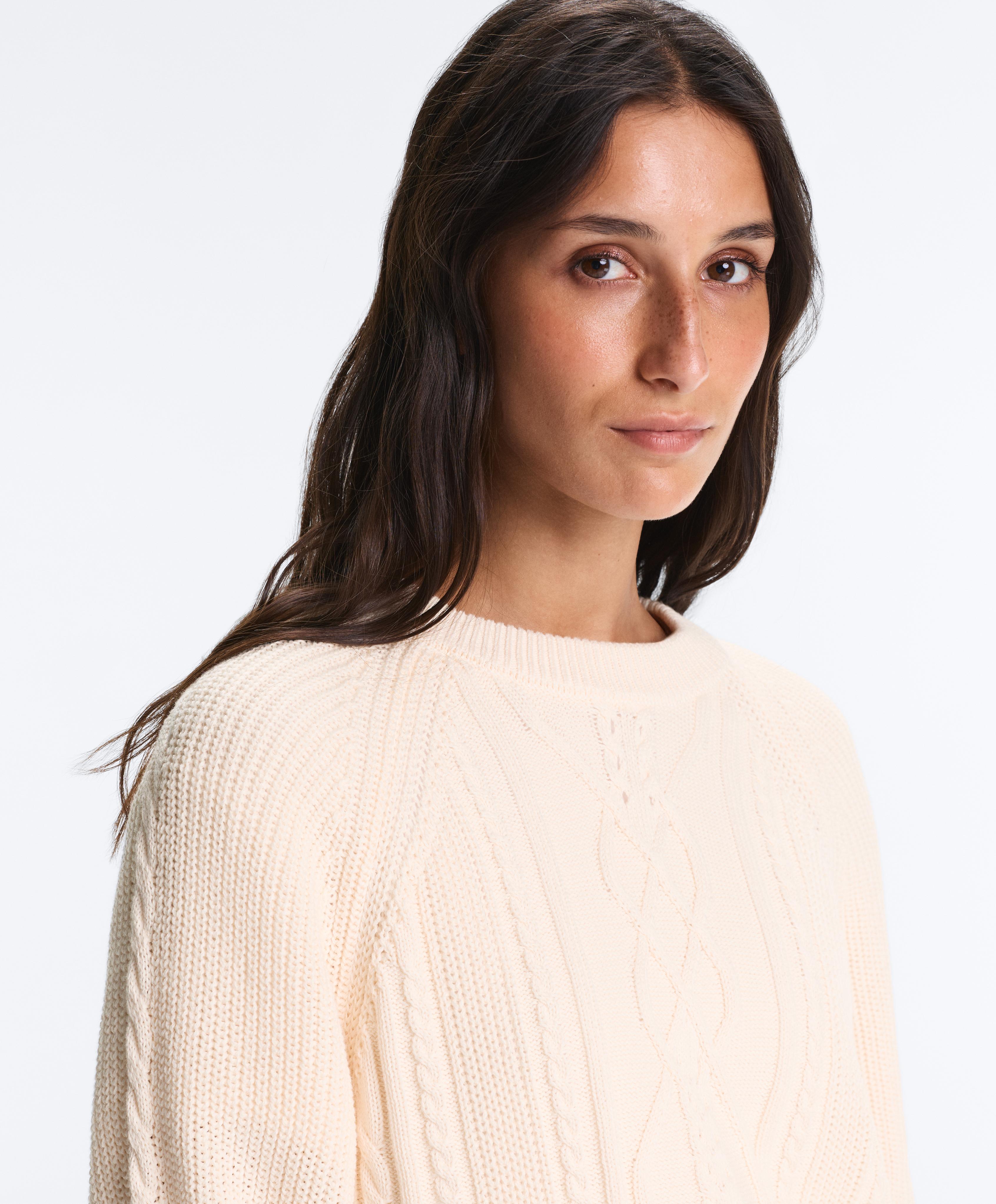 100% cotton cable knit jumper — ECRU